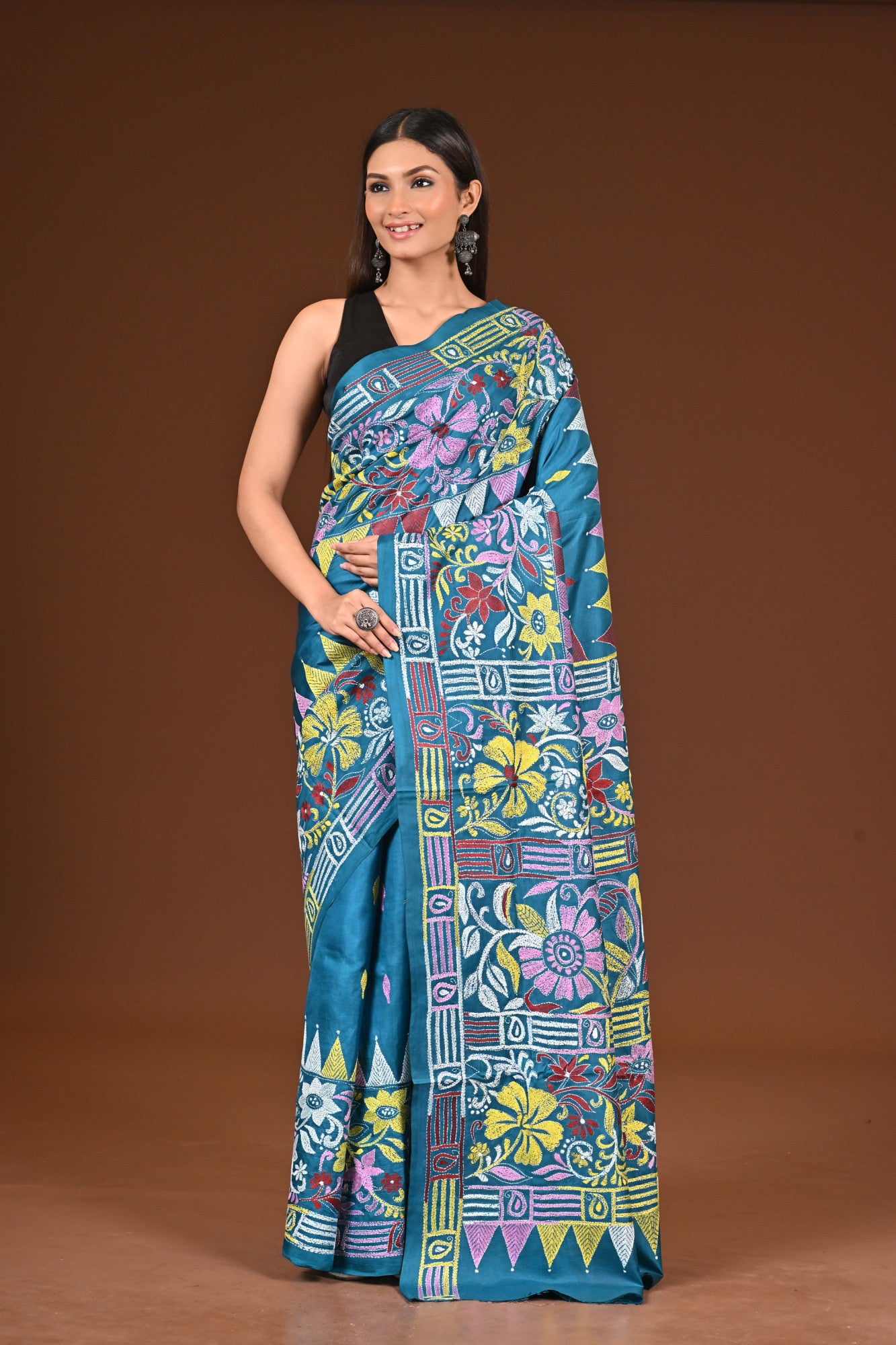 PURE  SILK KANTHA SAREE Thumbnail