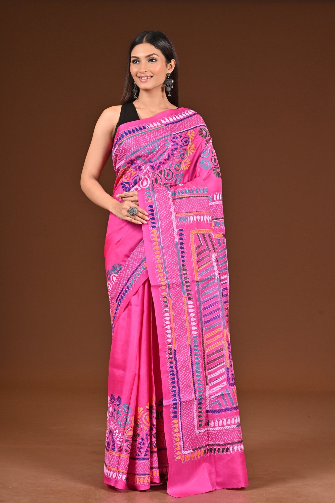 PURE  SILK KANTHA SAREE Thumbnail