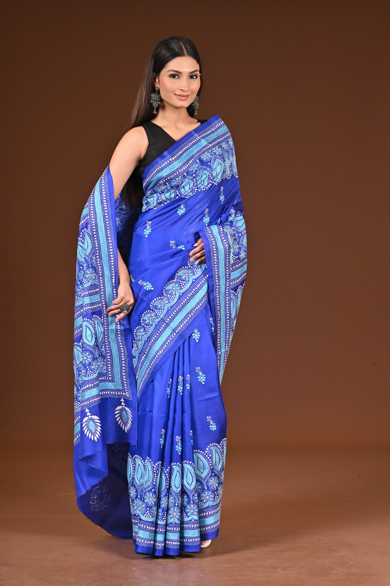 PURE  SILK KANTHA SAREE Thumbnail
