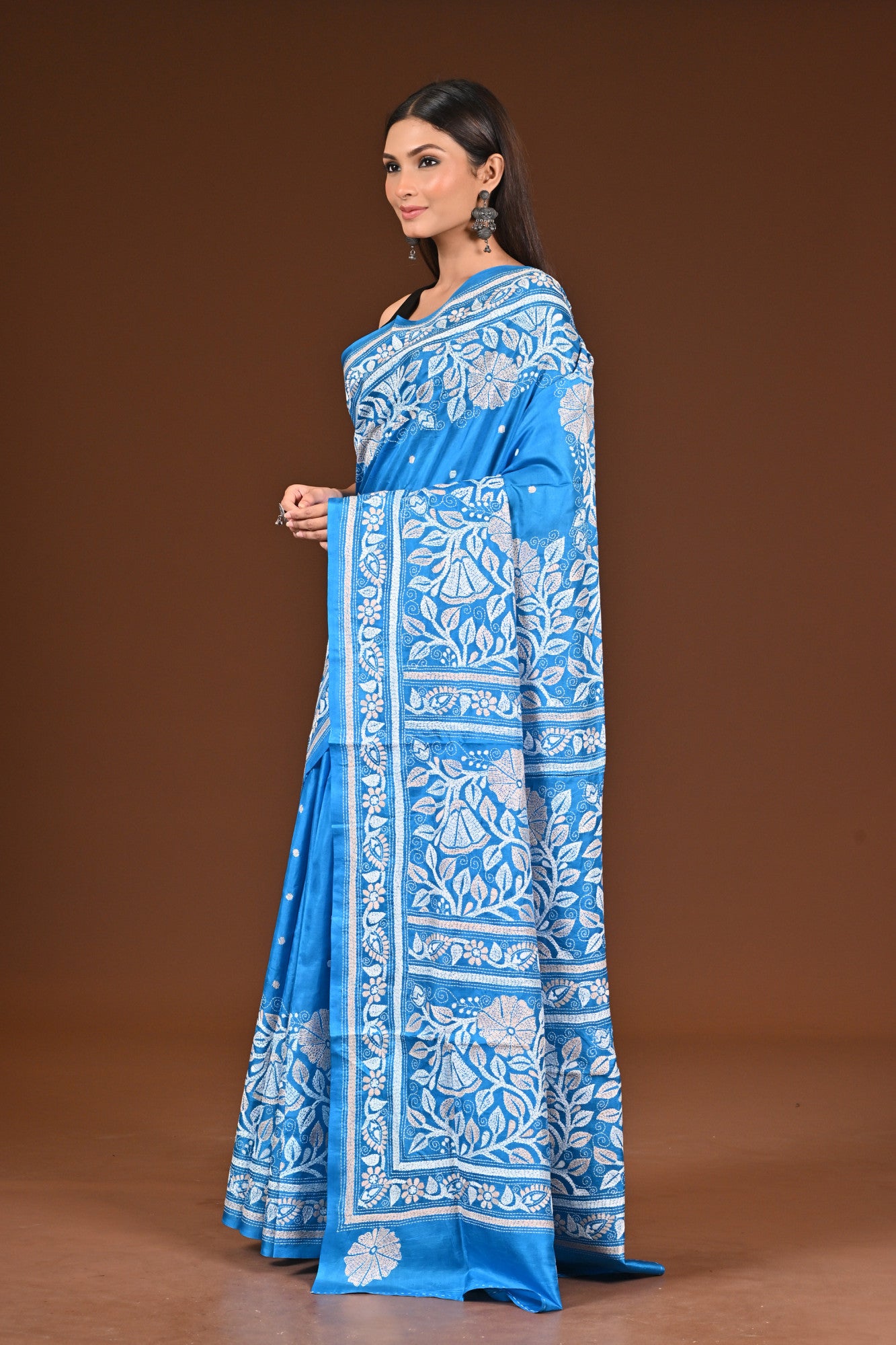 PURE  SILK KANTHA SAREE Thumbnail