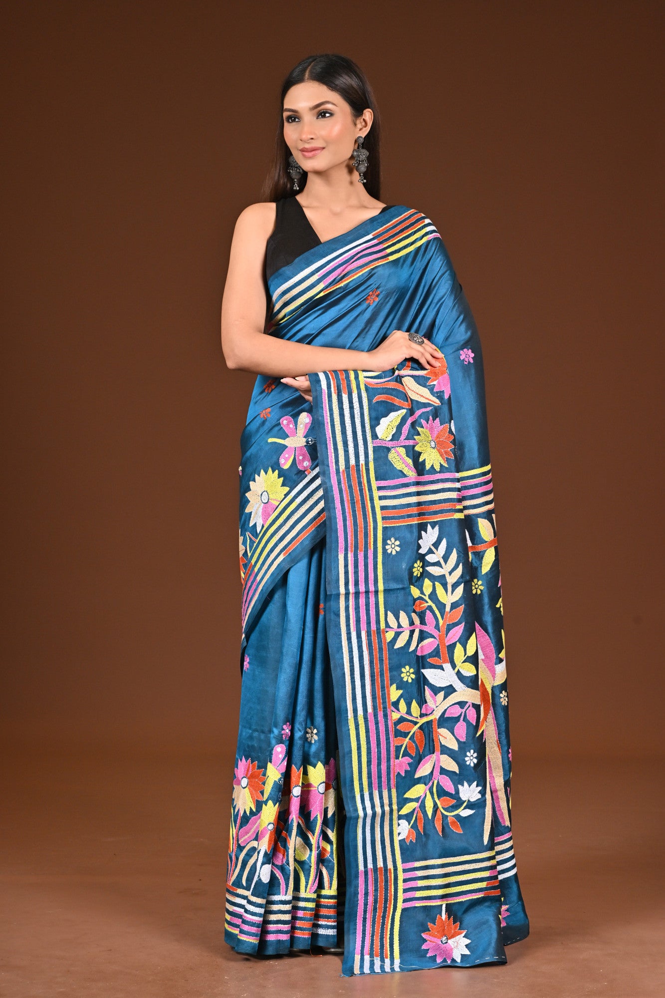 PURE  SILK KANTHA SAREE Thumbnail