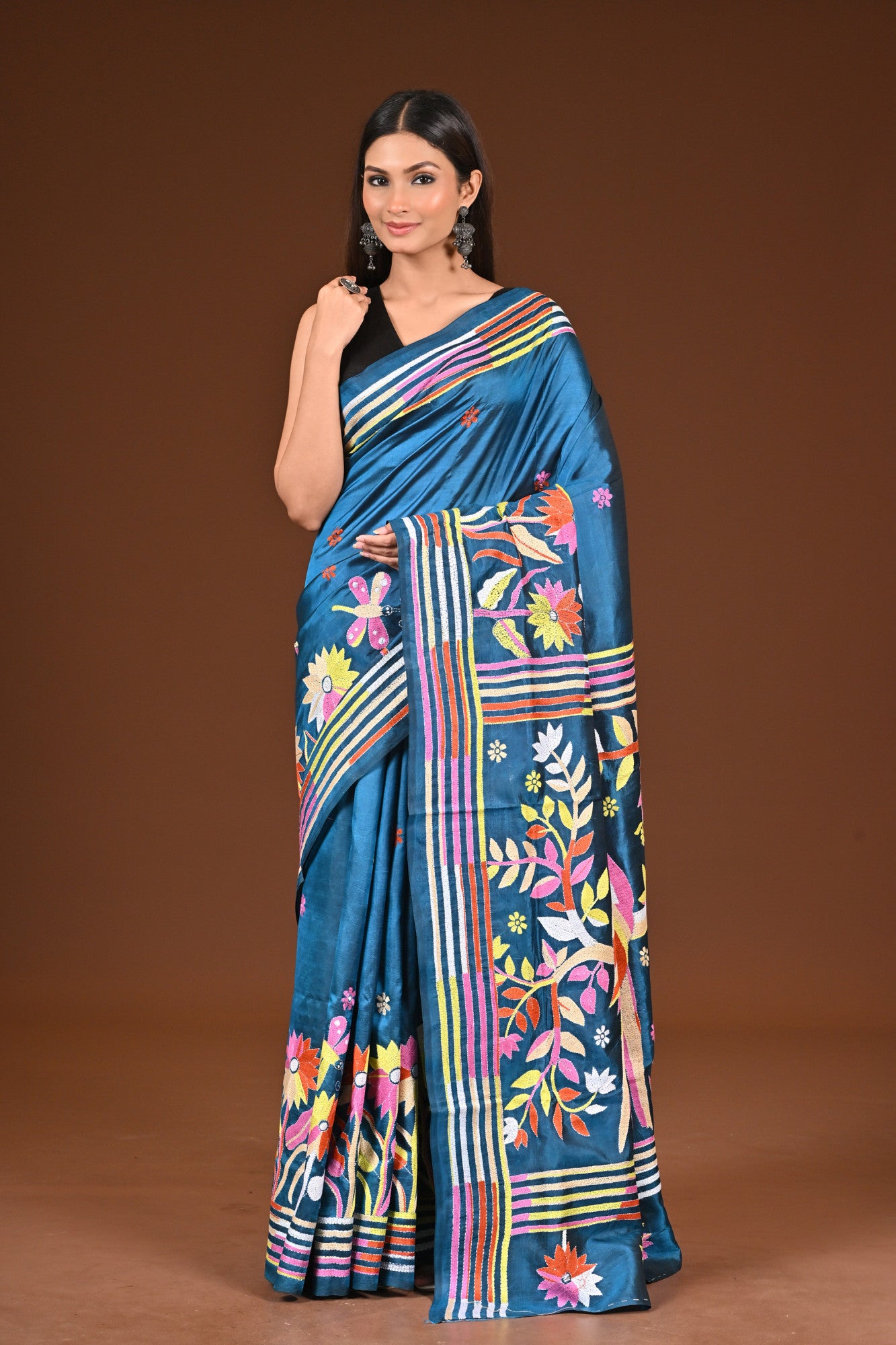 PURE  SILK KANTHA SAREE Thumbnail