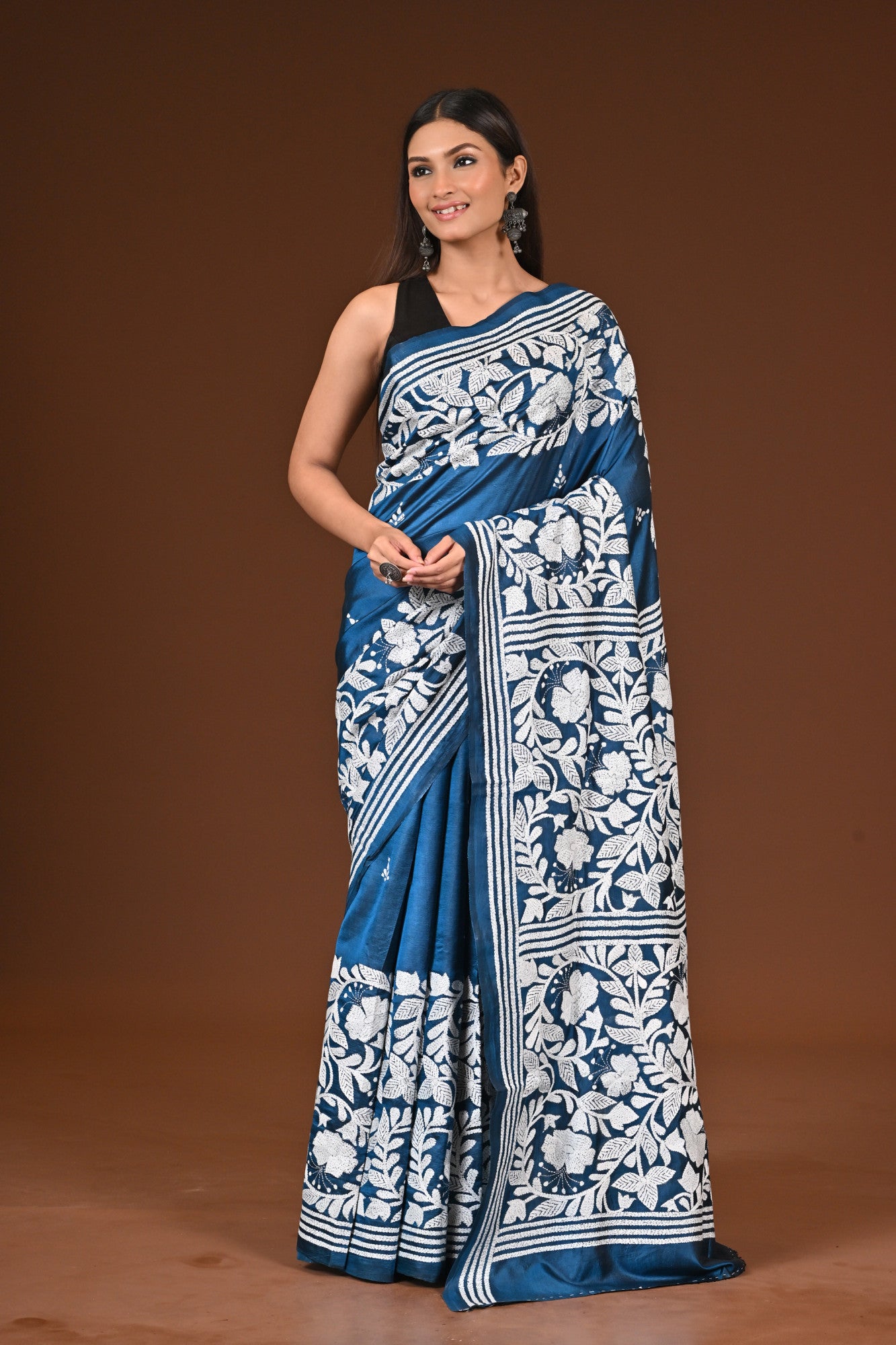 PURE  SILK KANTHA SAREE Thumbnail