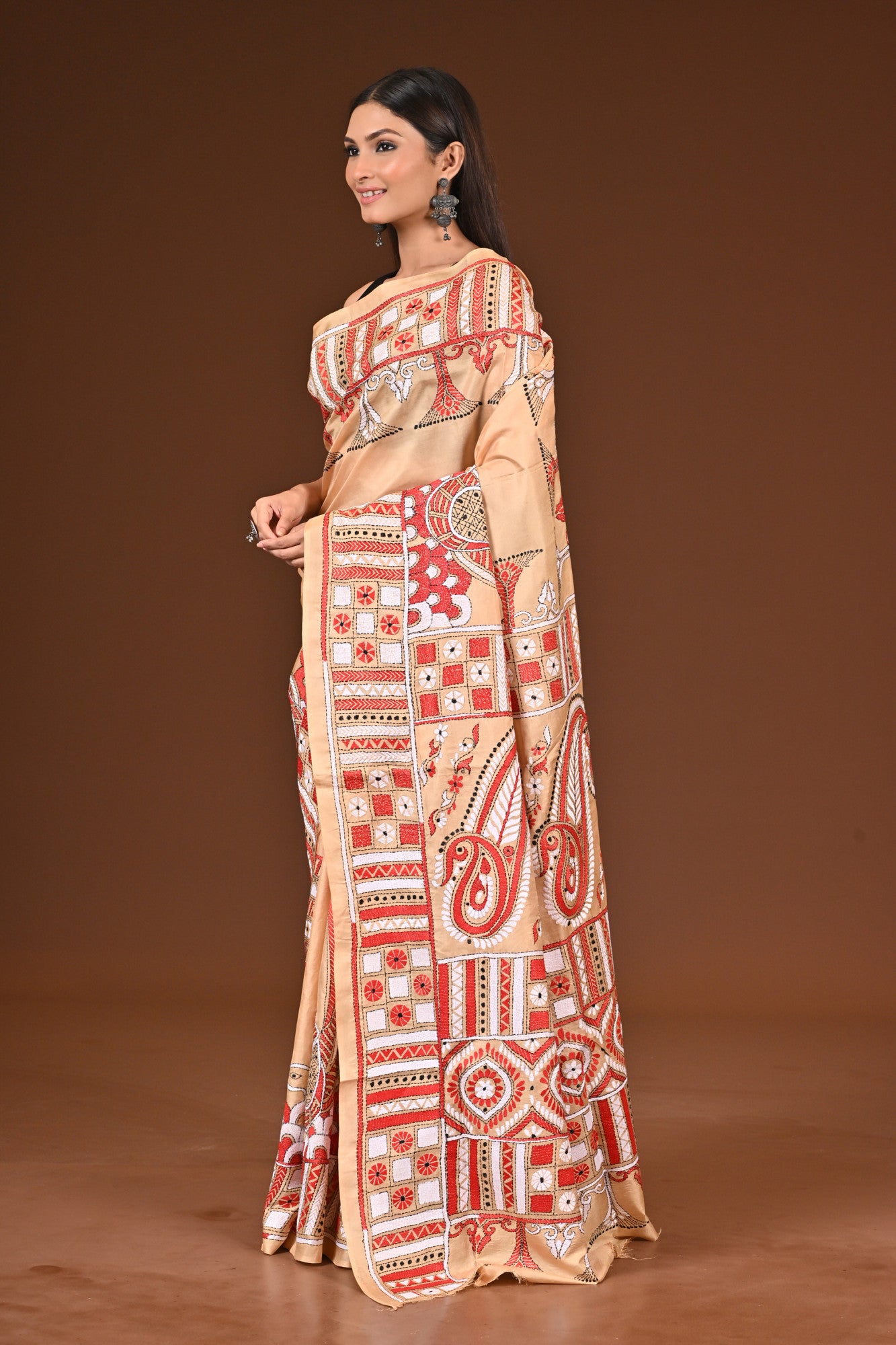 PURE  SILK KANTHA SAREE Thumbnail