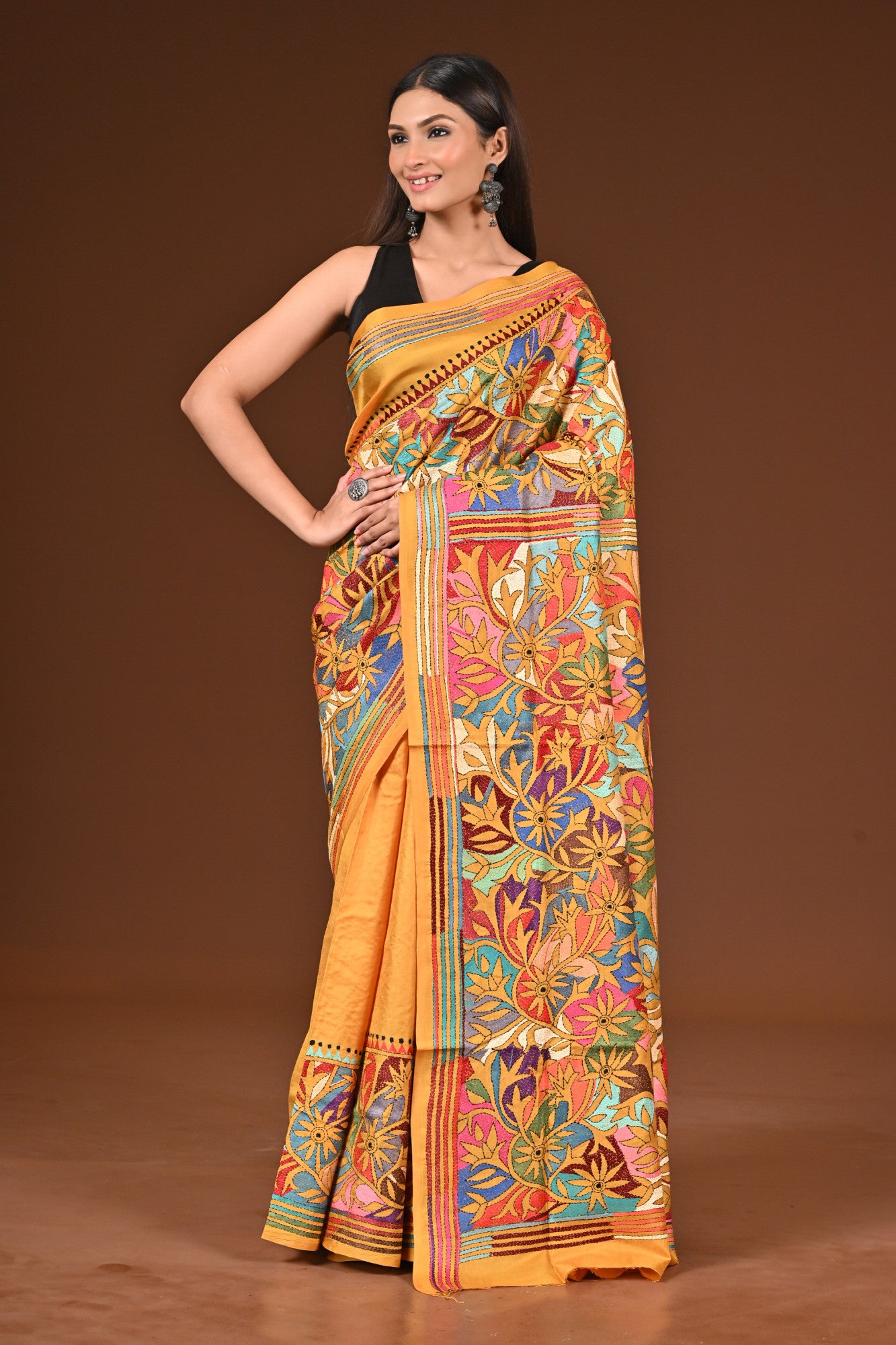 PURE  SILK KANTHA SAREE Thumbnail