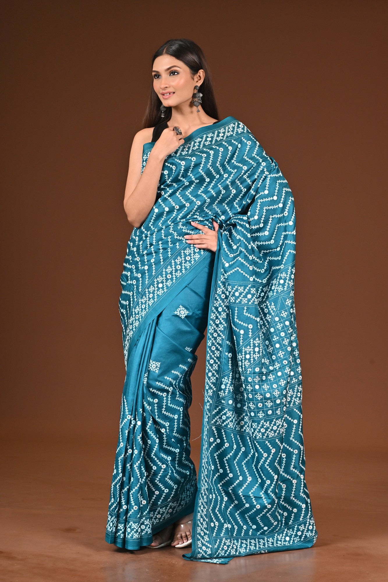 PURE  SILK KANTHA SAREE Thumbnail