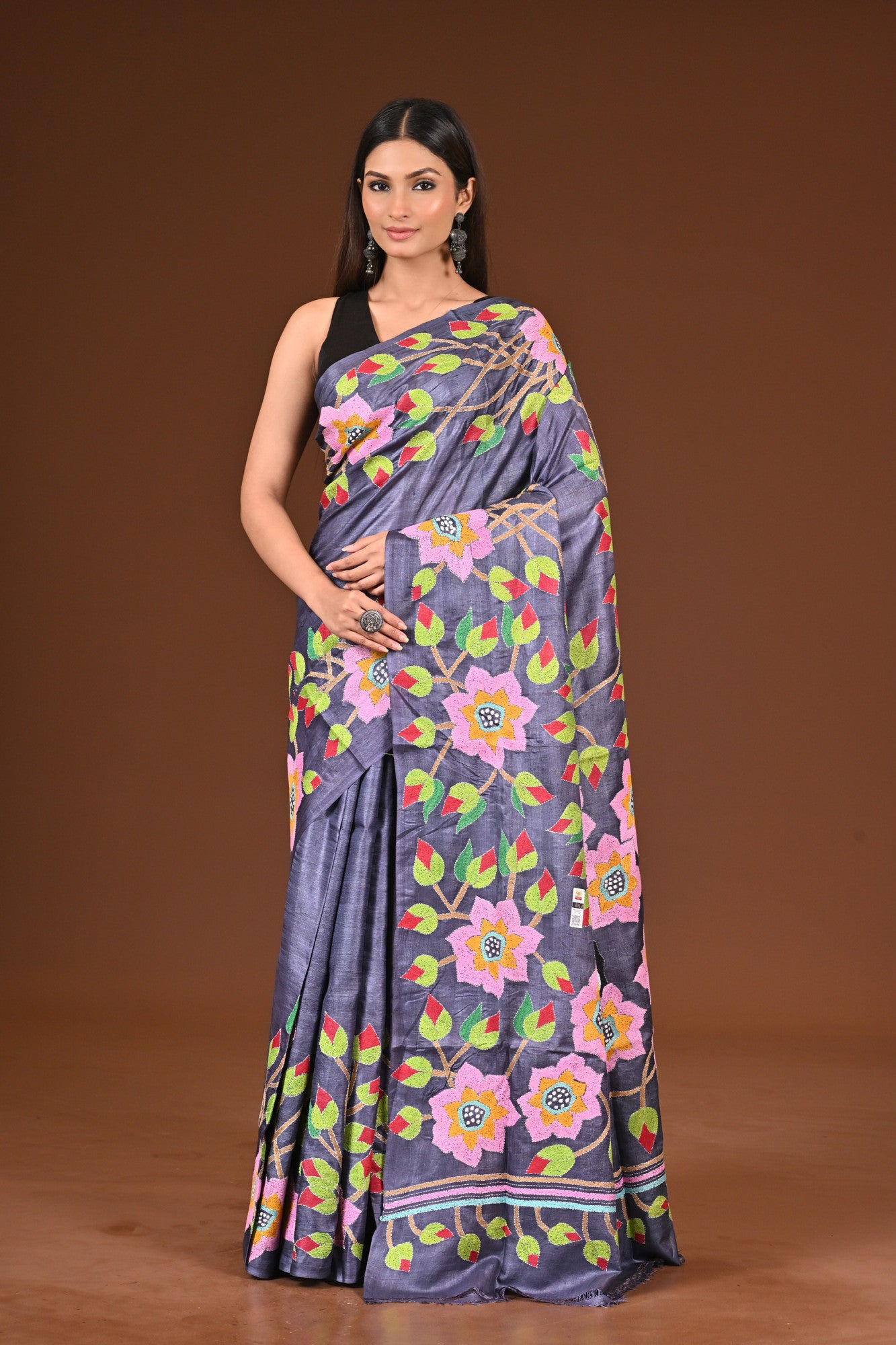 PURE  SILK KANTHA SAREE Thumbnail