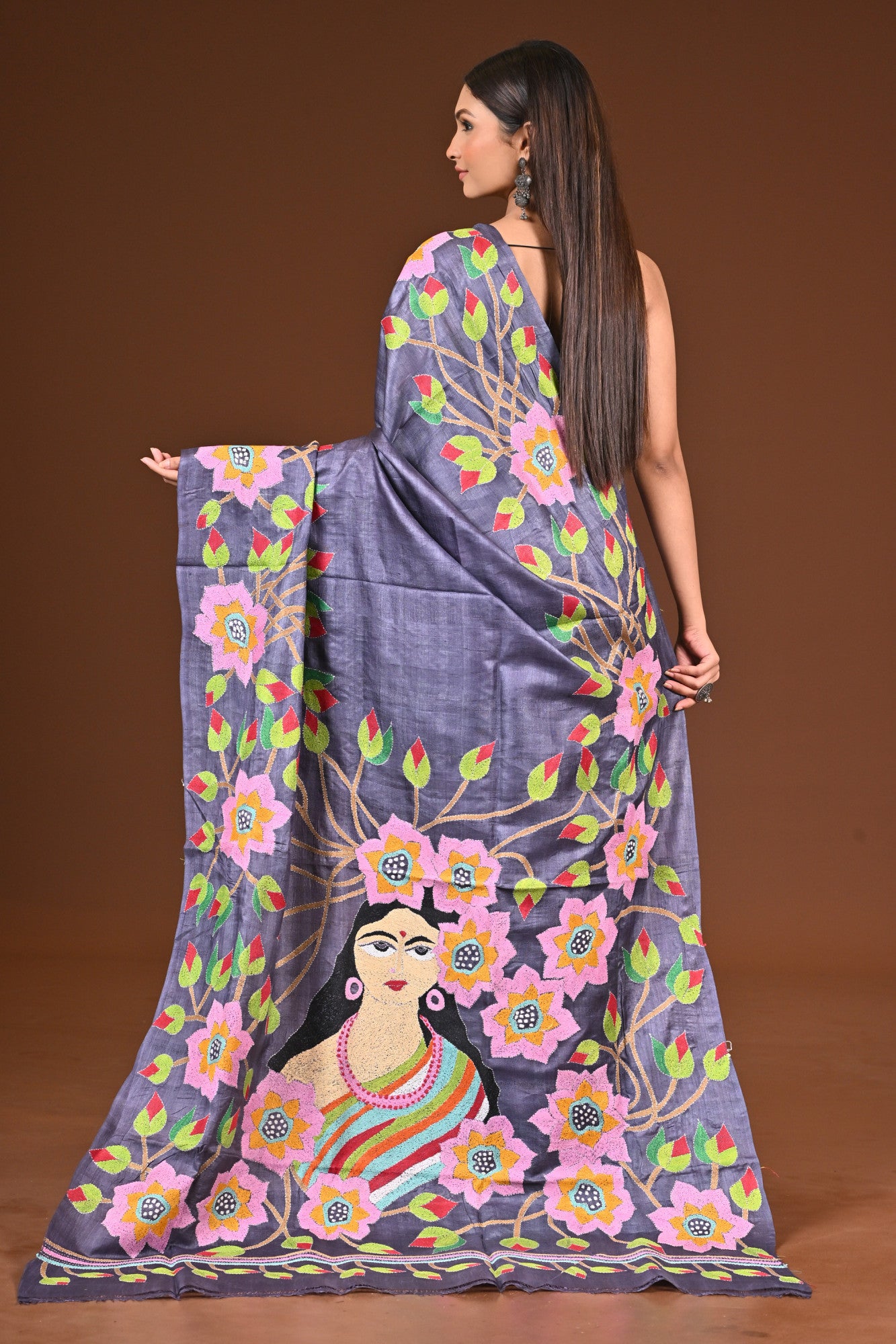 PURE  SILK KANTHA SAREE Thumbnail