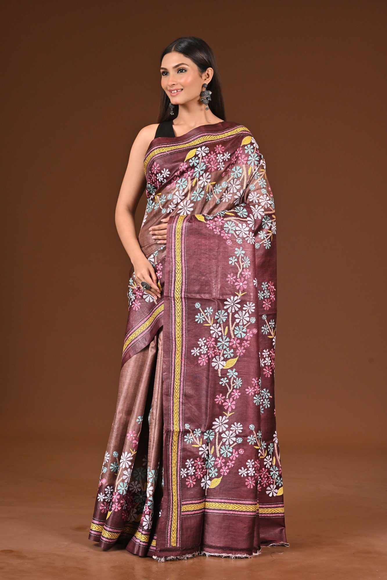 PURE  SILK KANTHA SAREE Thumbnail