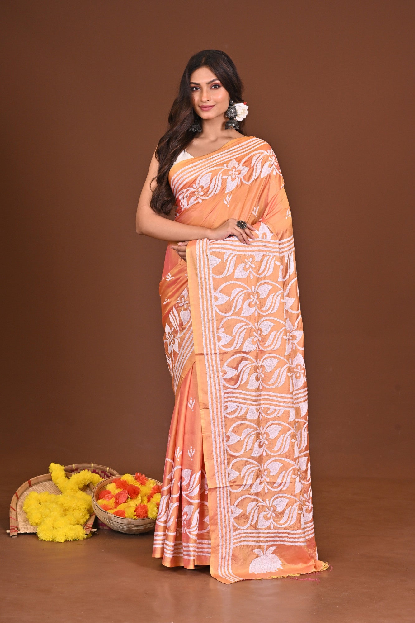 SHARODKOMOLIKA BLENDED SILK KANTHA SAREE