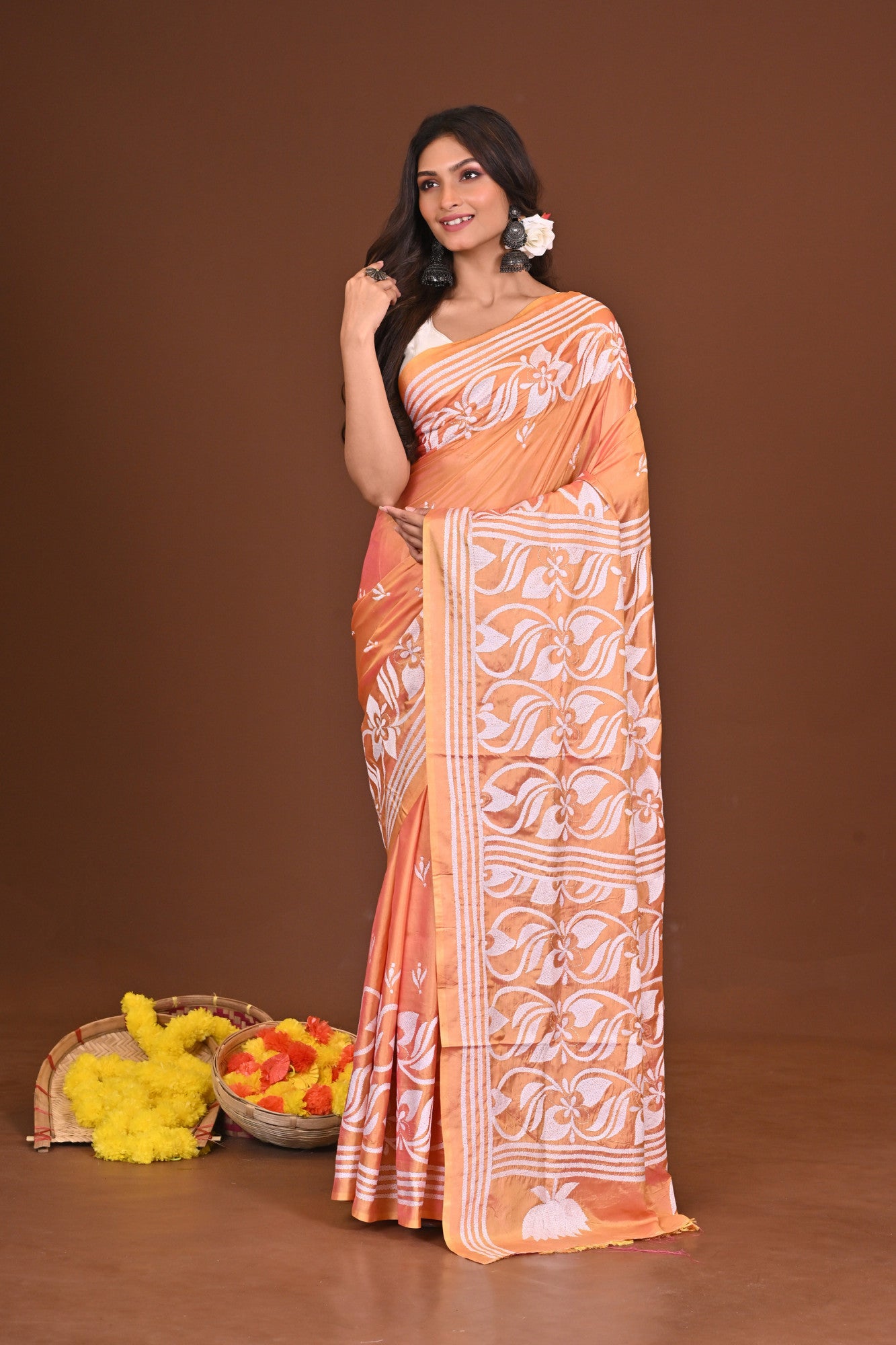 SHARODKOMOLIKA BLENDED SILK KANTHA SAREE Thumbnail
