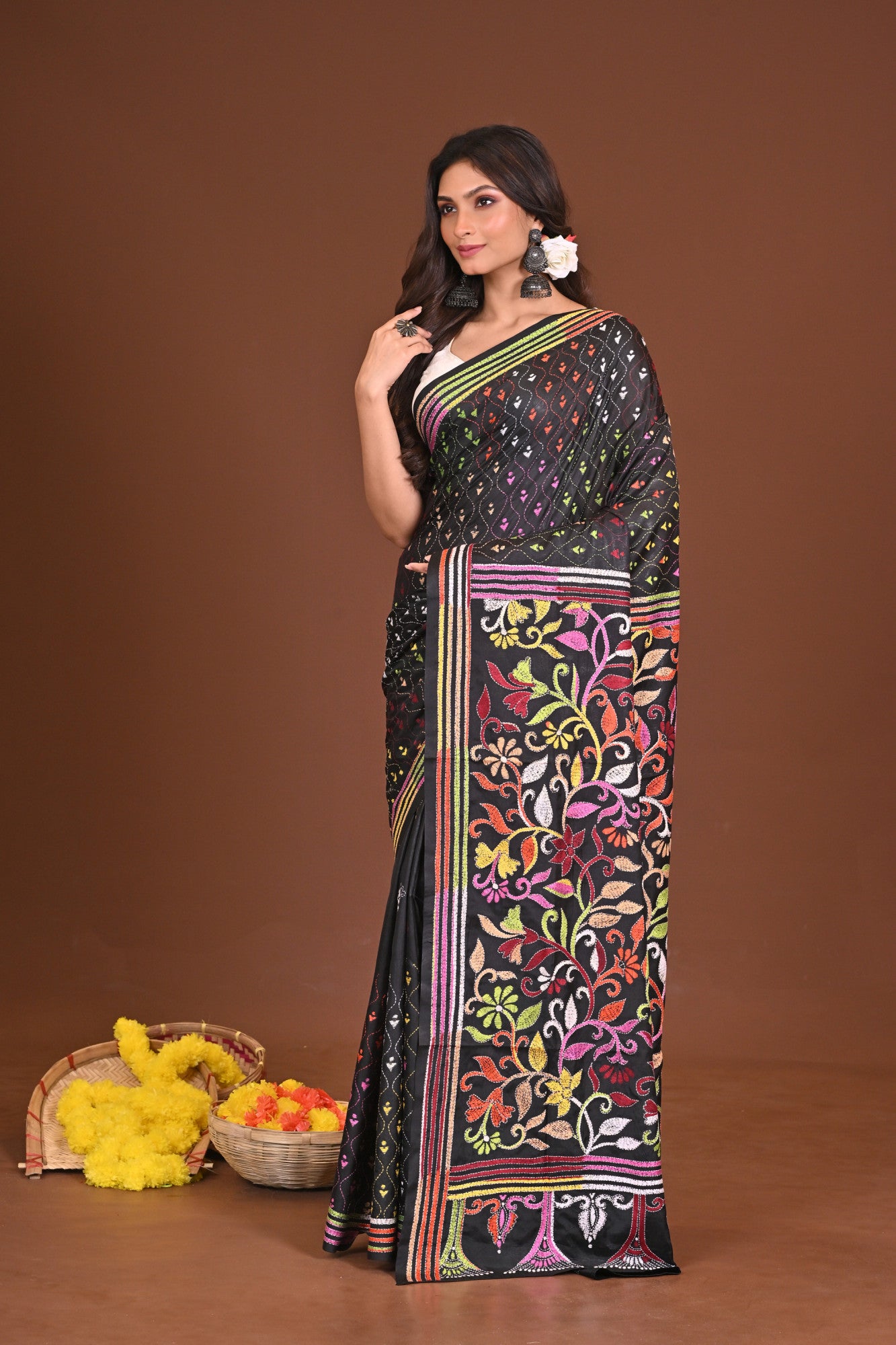 SHYAMALIMA BLENDED SILK KANTHA SAREE Thumbnail