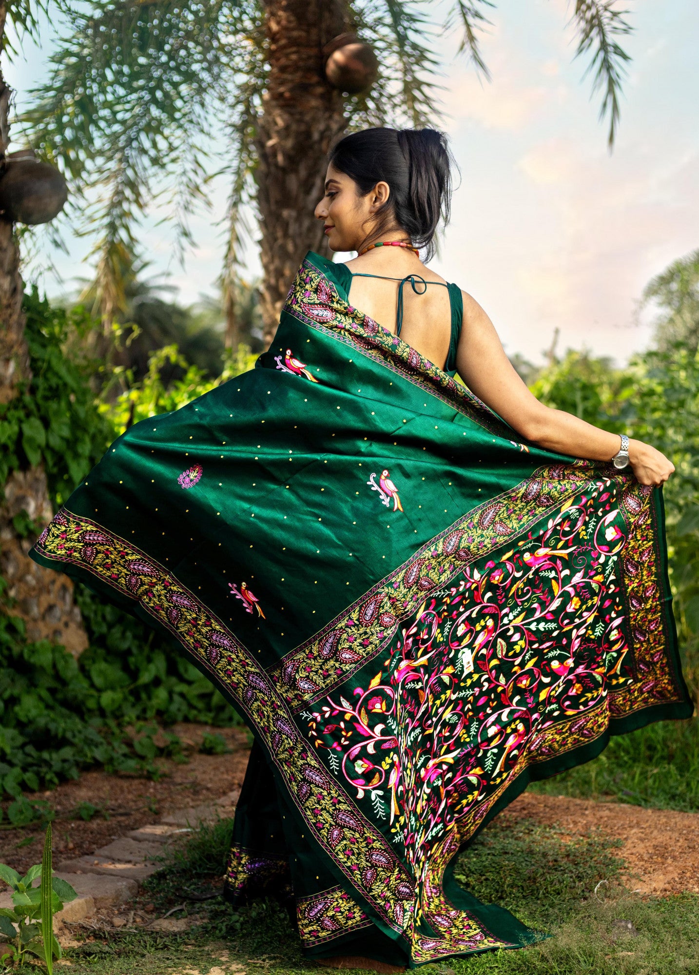 Silk Ari Kantha Saree Thumbnail