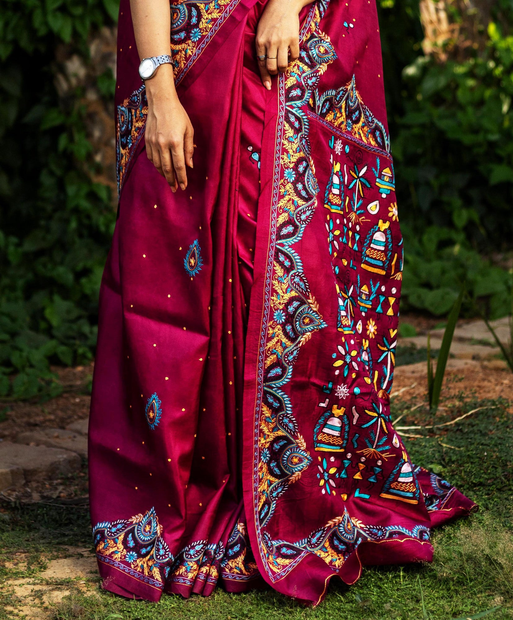Silk Ari Kantha Saree