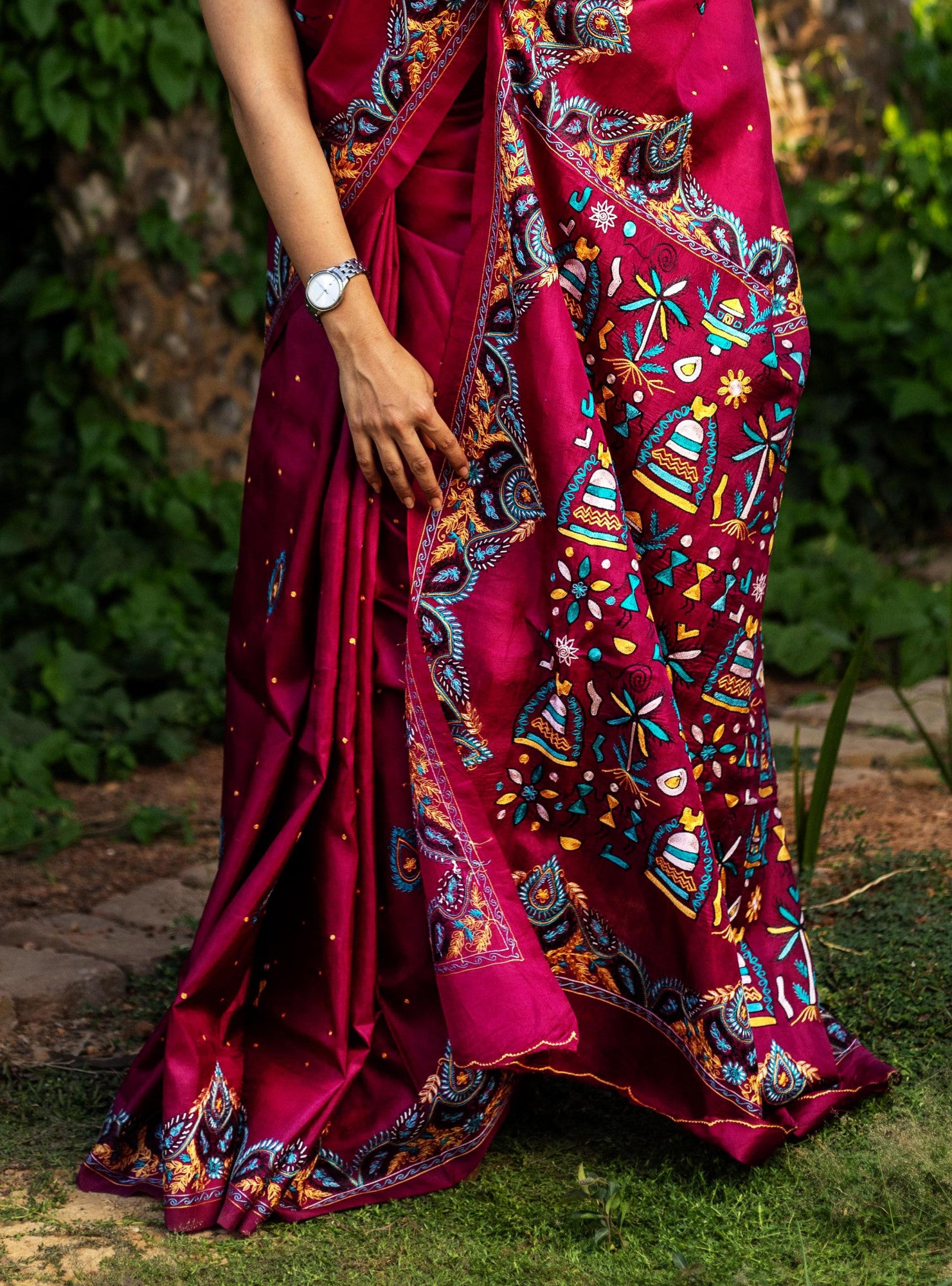 PURE SILK KANTHA SAREE
