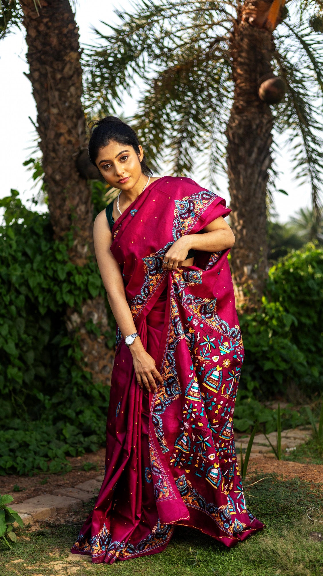 PURE SILK GUJRATI KANTHA SAREE