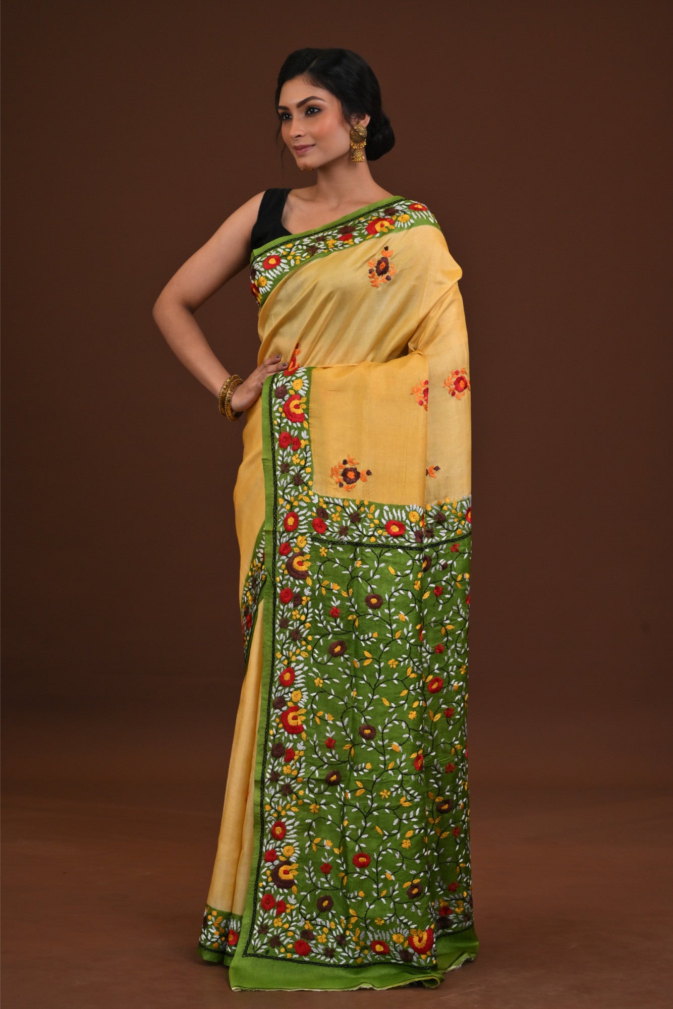 Silk Jalchuri Allover Kantha Saree Thumbnail