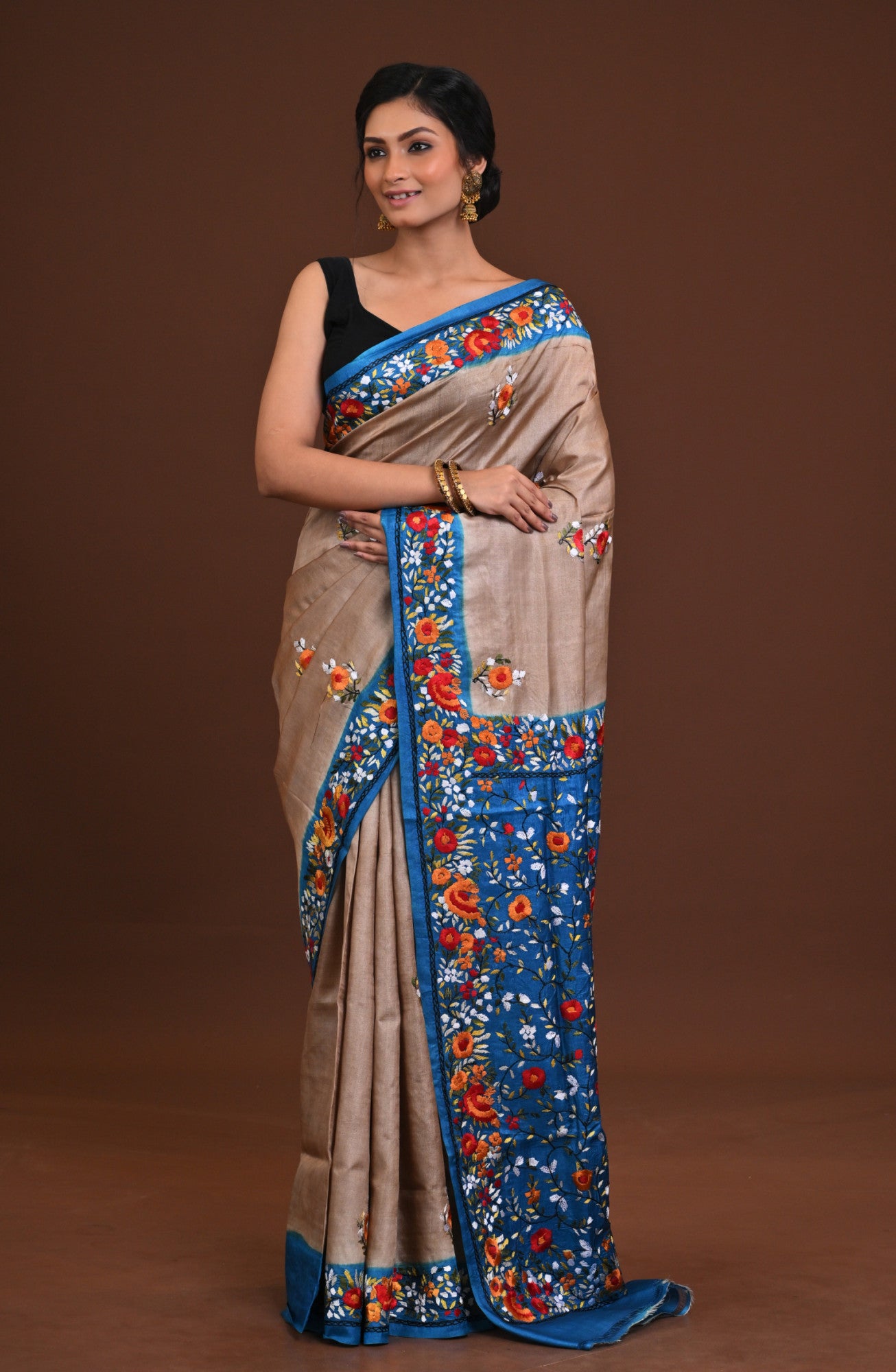 Silk Jalchuri Allover Kantha Saree