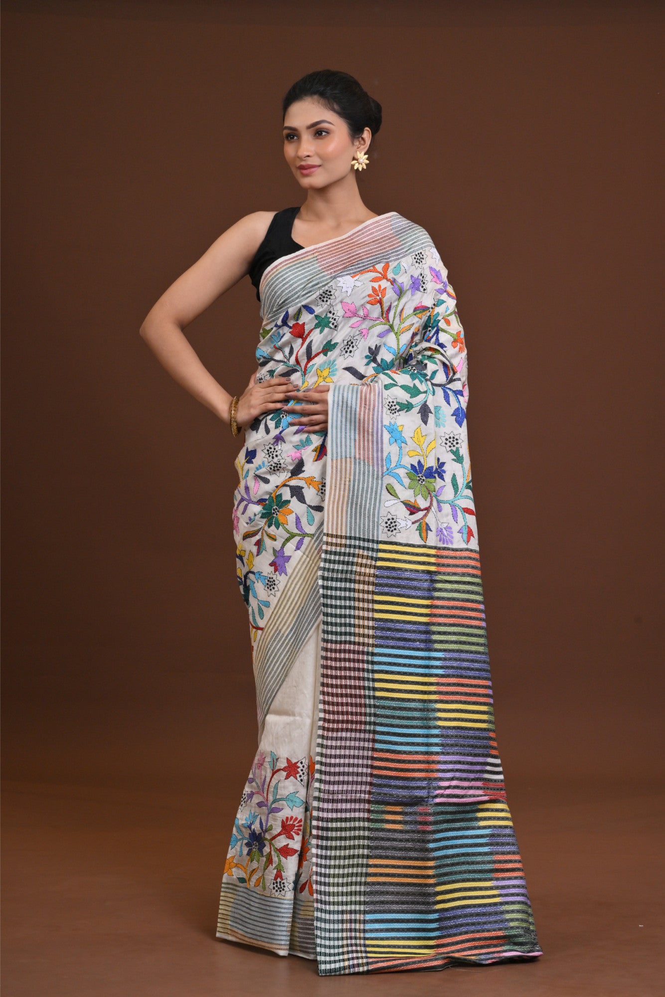 Silk Jalchuri Allover Kantha Saree Thumbnail