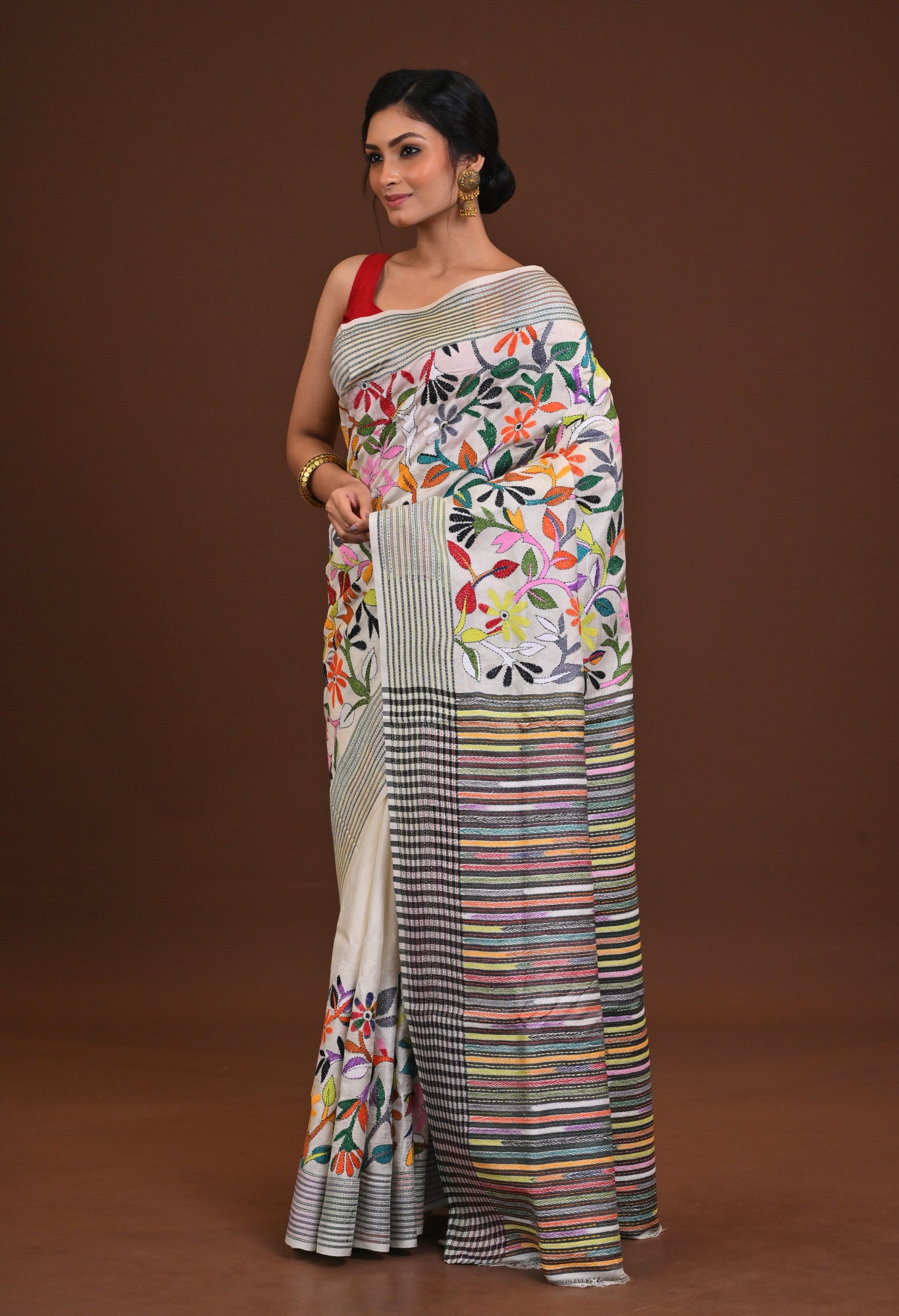 Silk Jalchuri Allover Kantha Saree Thumbnail