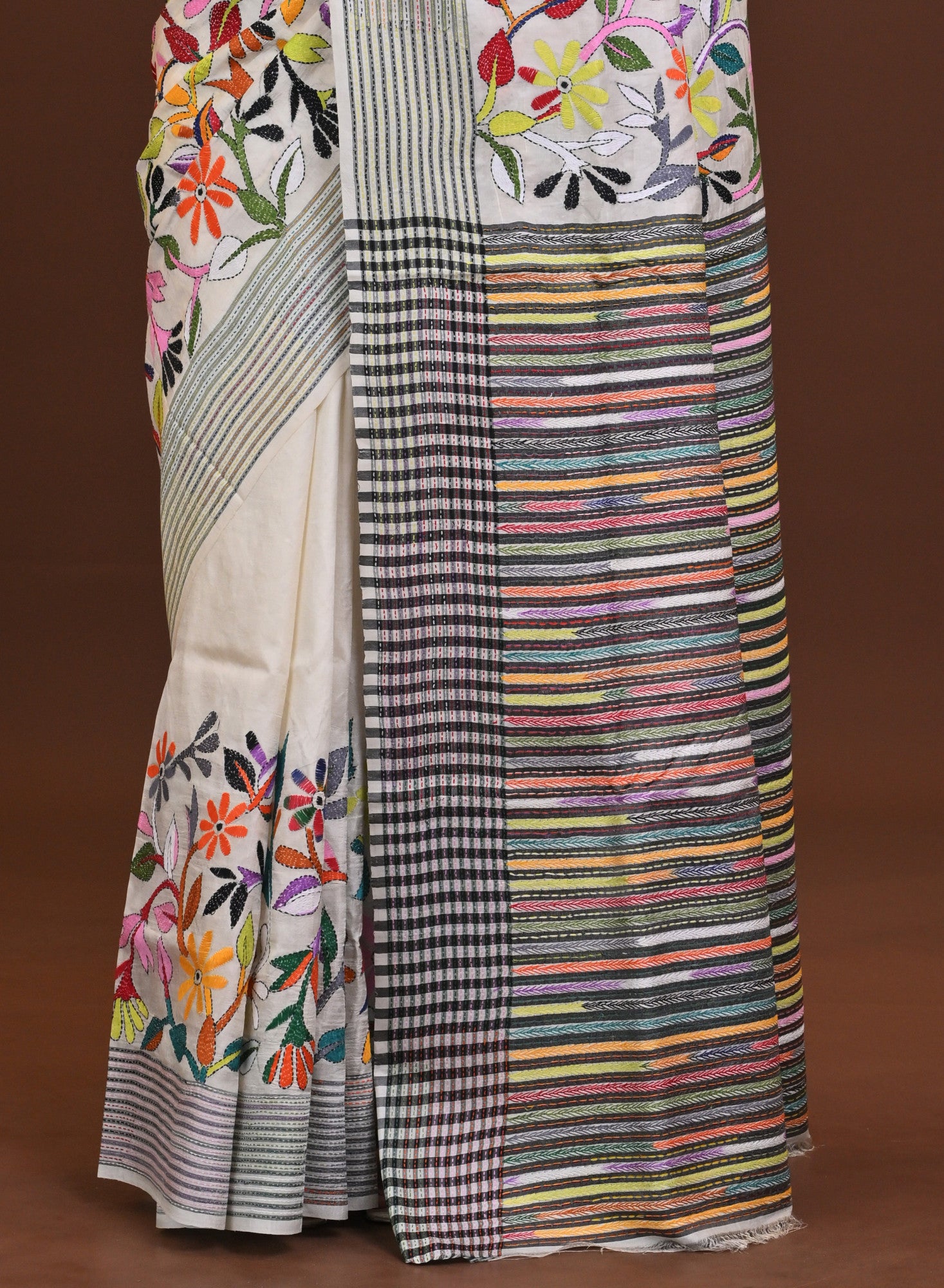 Silk Jalchuri Allover Kantha Saree Thumbnail