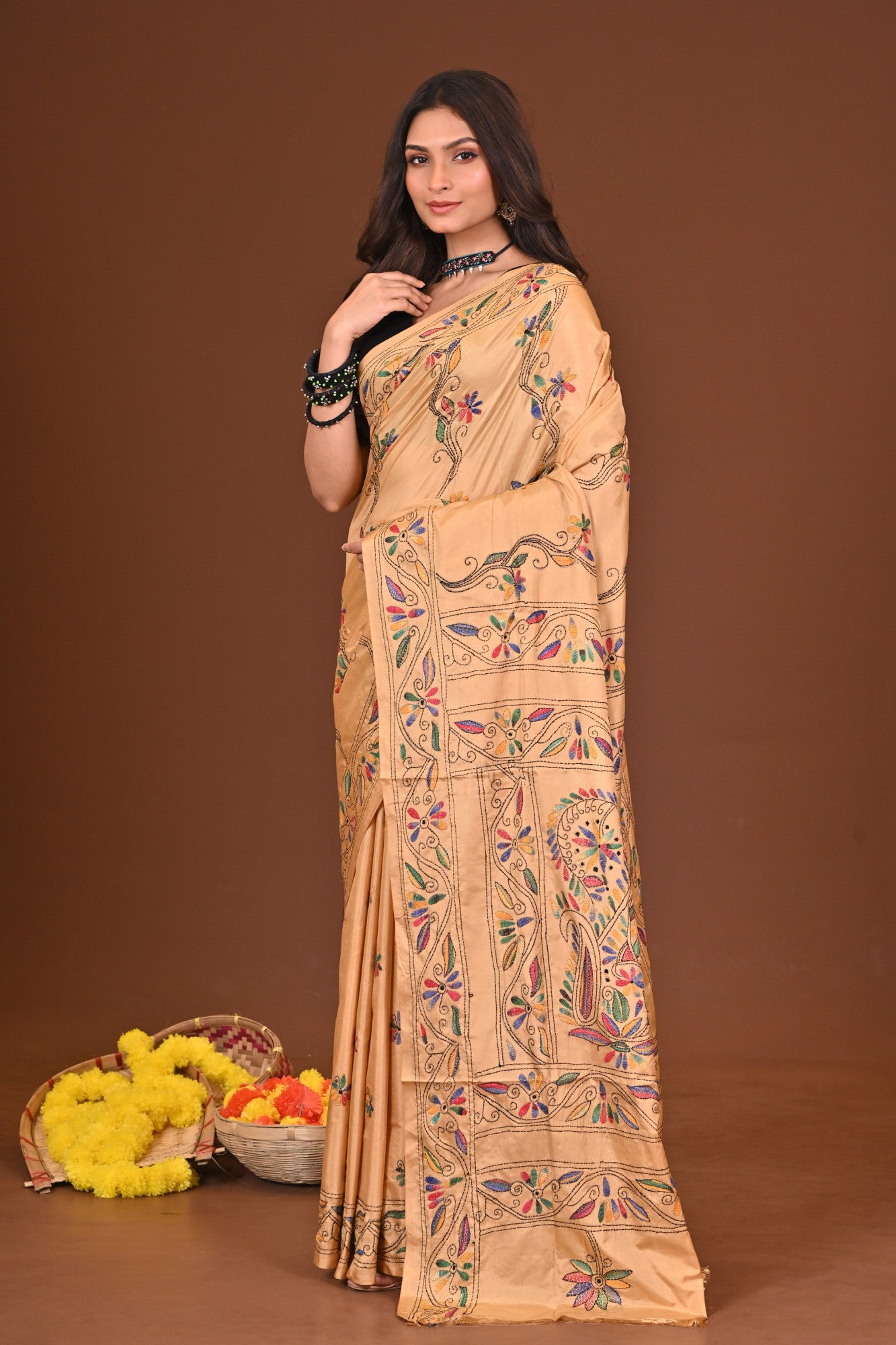 Swarnajanli Blended Silk Kantha Saree Thumbnail
