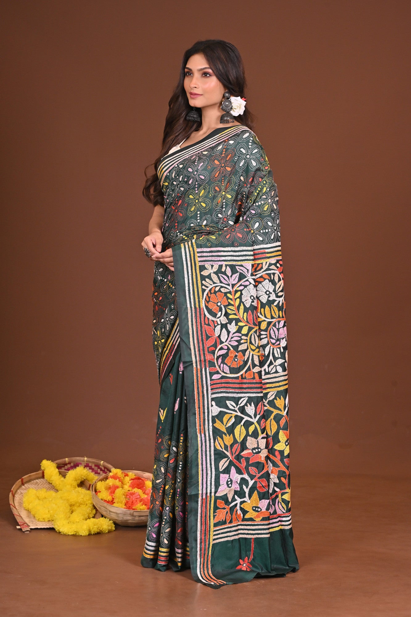 TAPASWINI BLENDED SILK KANTHA SAREE Thumbnail