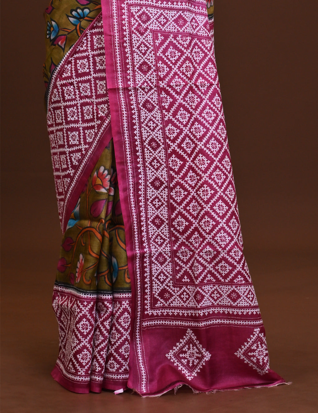 Pure Silk Kantha Stitch Saree