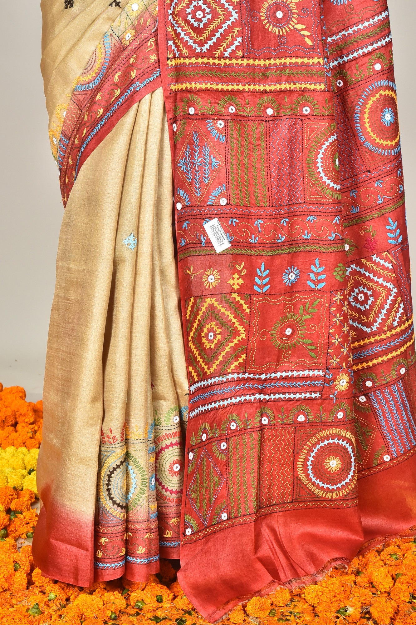 GACHI TUSSAR SILK KANTHA SAREE