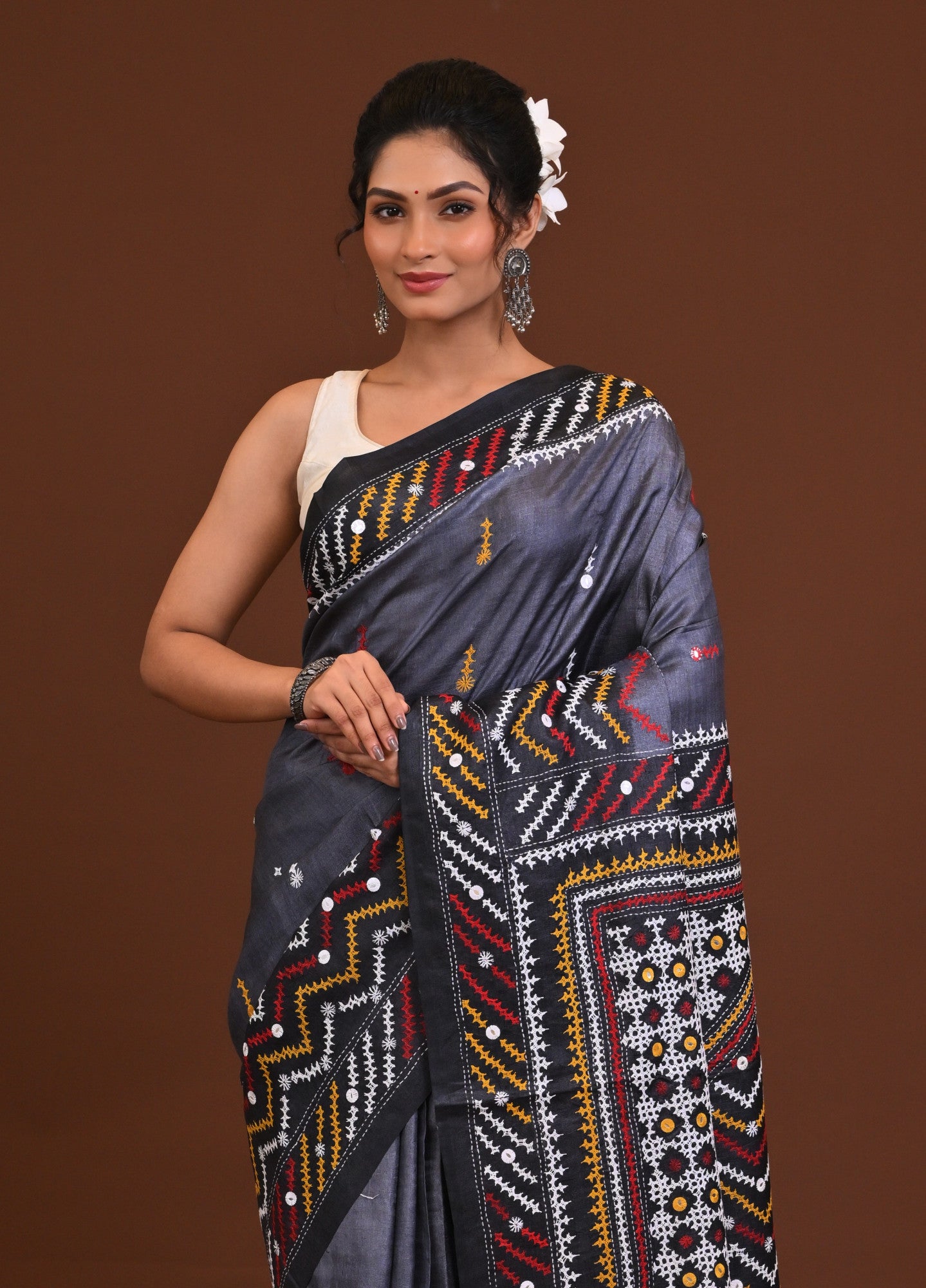 Tussar Fusion Kantha Saree Thumbnail