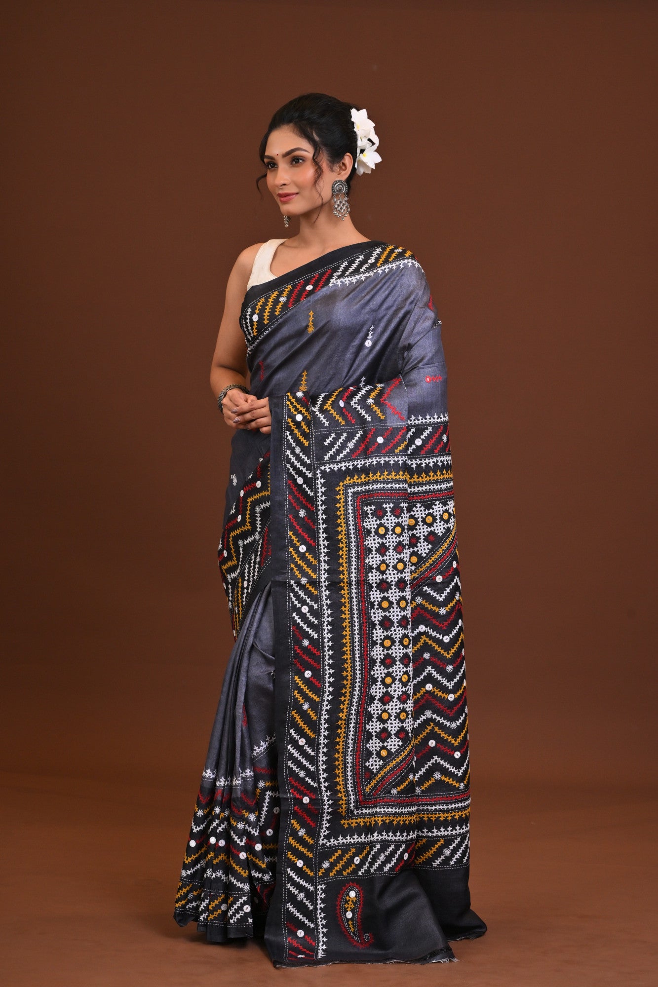 Tussar Fusion Kantha Saree Thumbnail