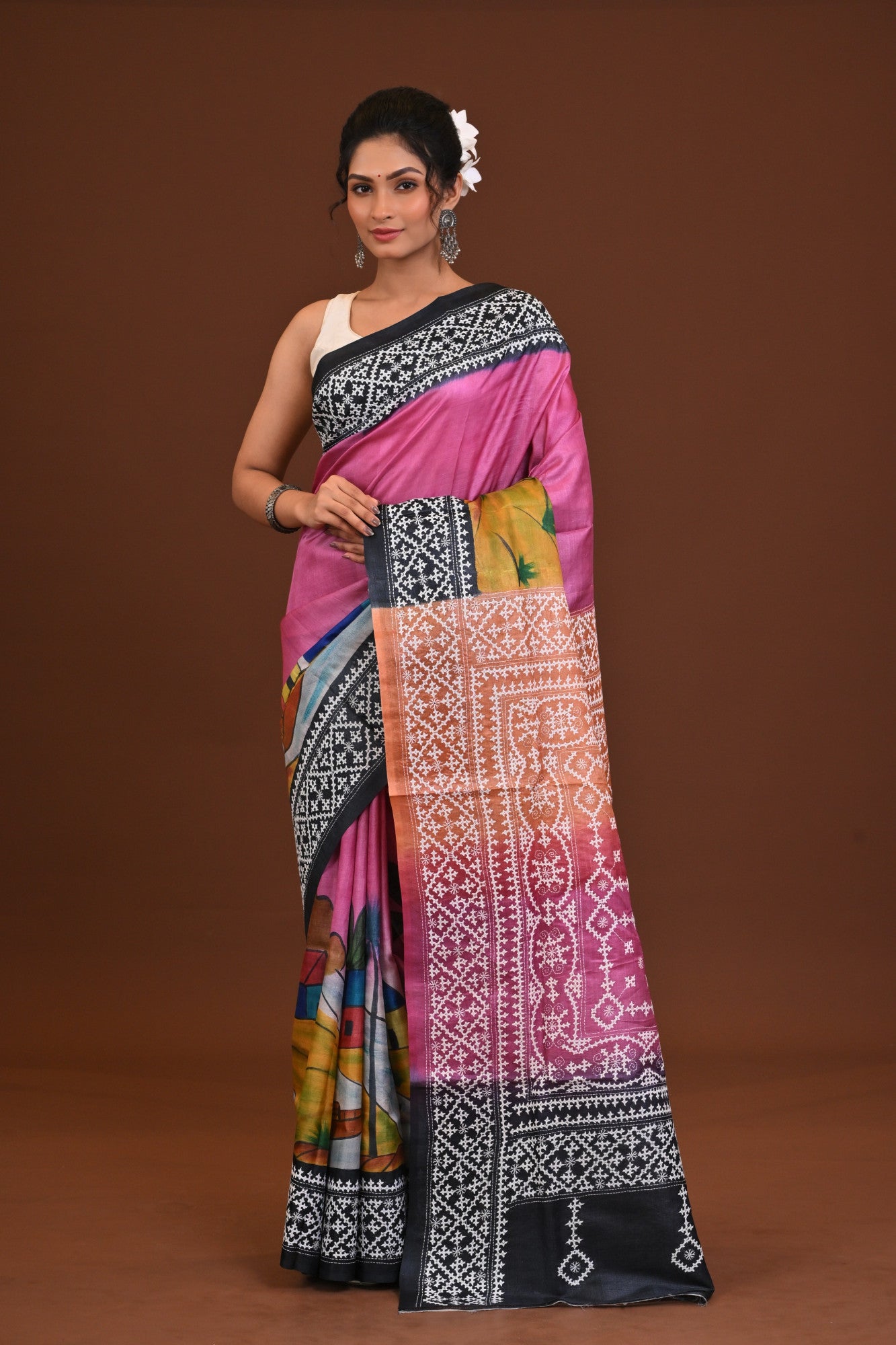 Tussar Fusion Kantha Saree Thumbnail