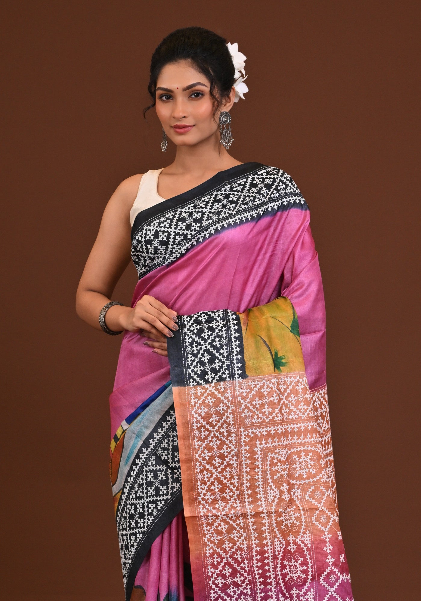 Tussar Fusion Kantha Saree Thumbnail