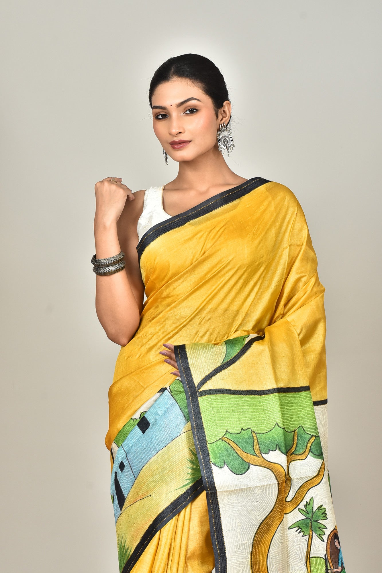 TUSSAR HAND PRINT SAREE Thumbnail