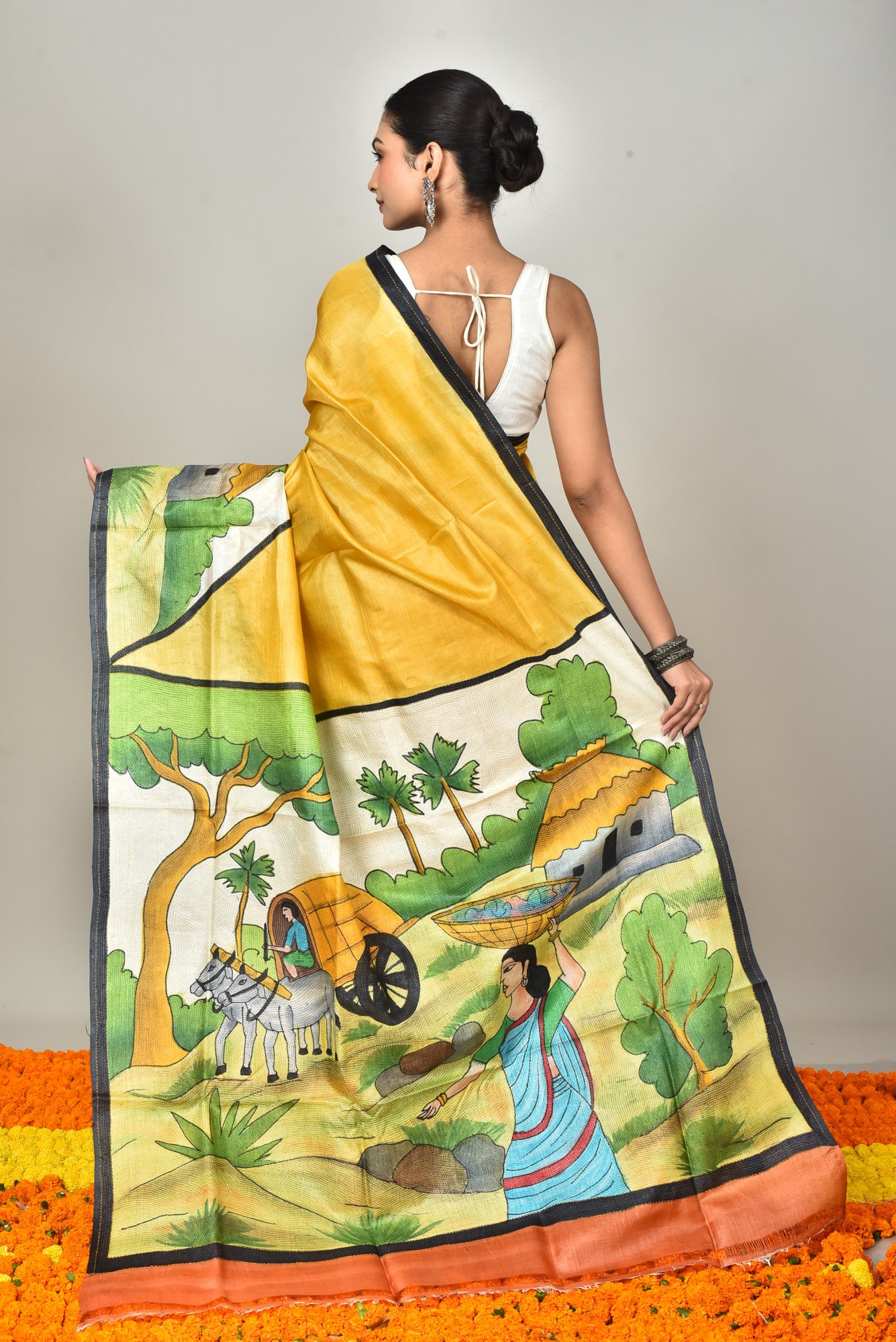TUSSAR HAND PRINT SAREE Thumbnail