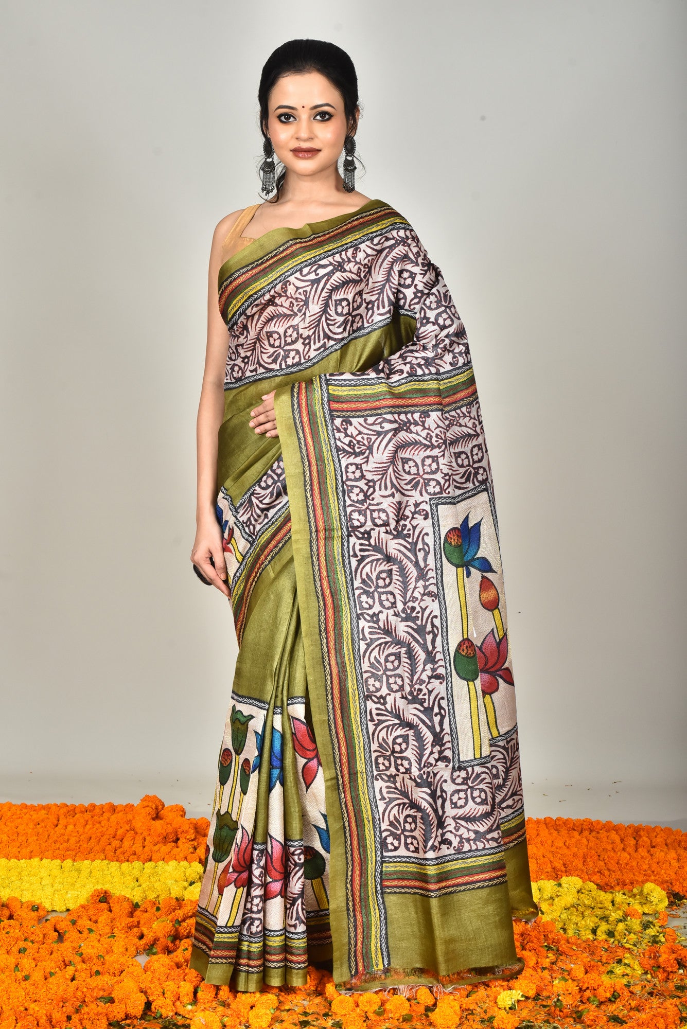 TUSSAR HANDPRINT SAREE