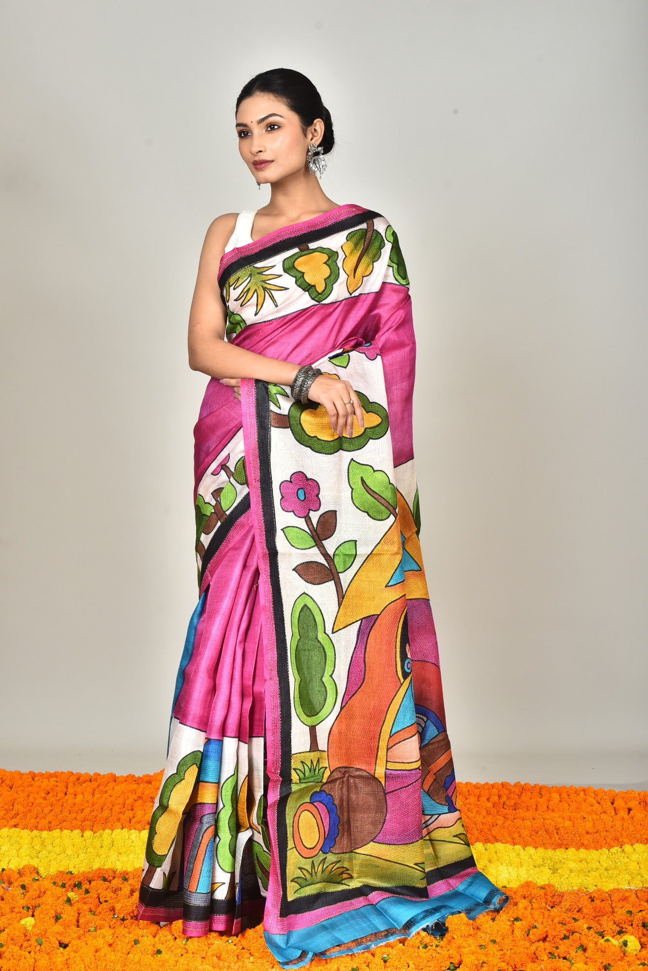 TUSSAR HANDPRINT SAREE