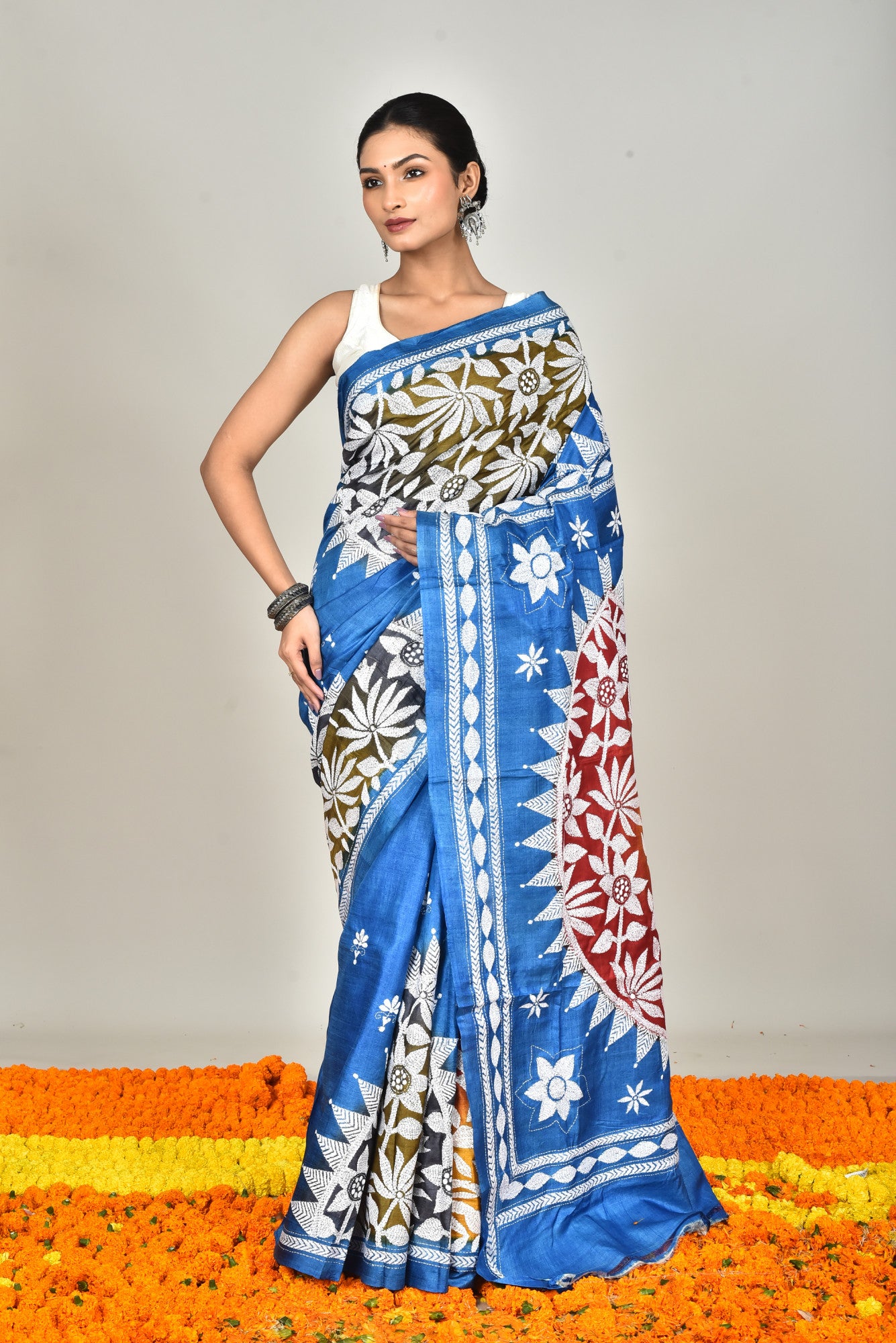 TUSSAR SILK DIY KANTHA SAREE