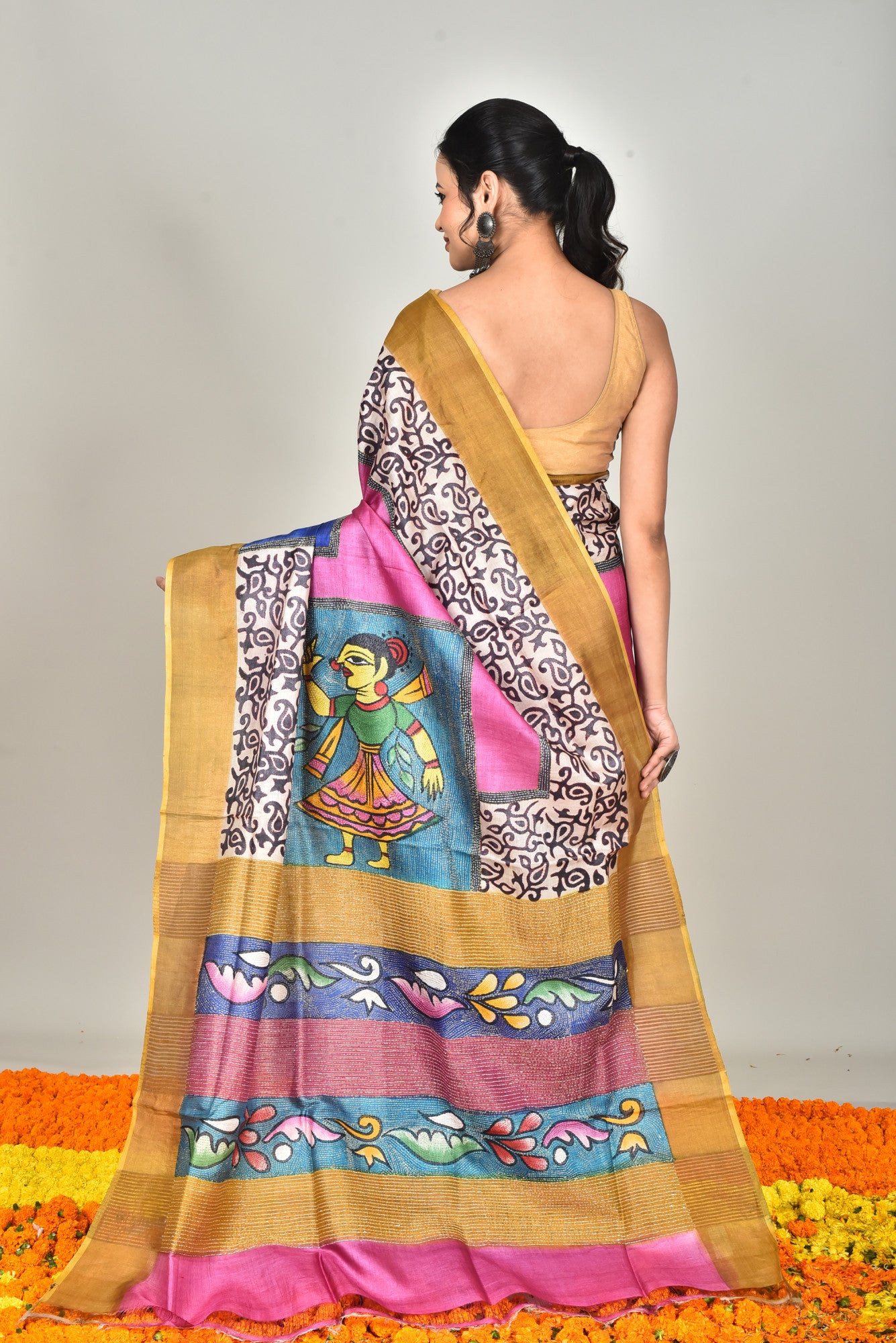 GACHI TUSSAR SILK KANTHA SAREE