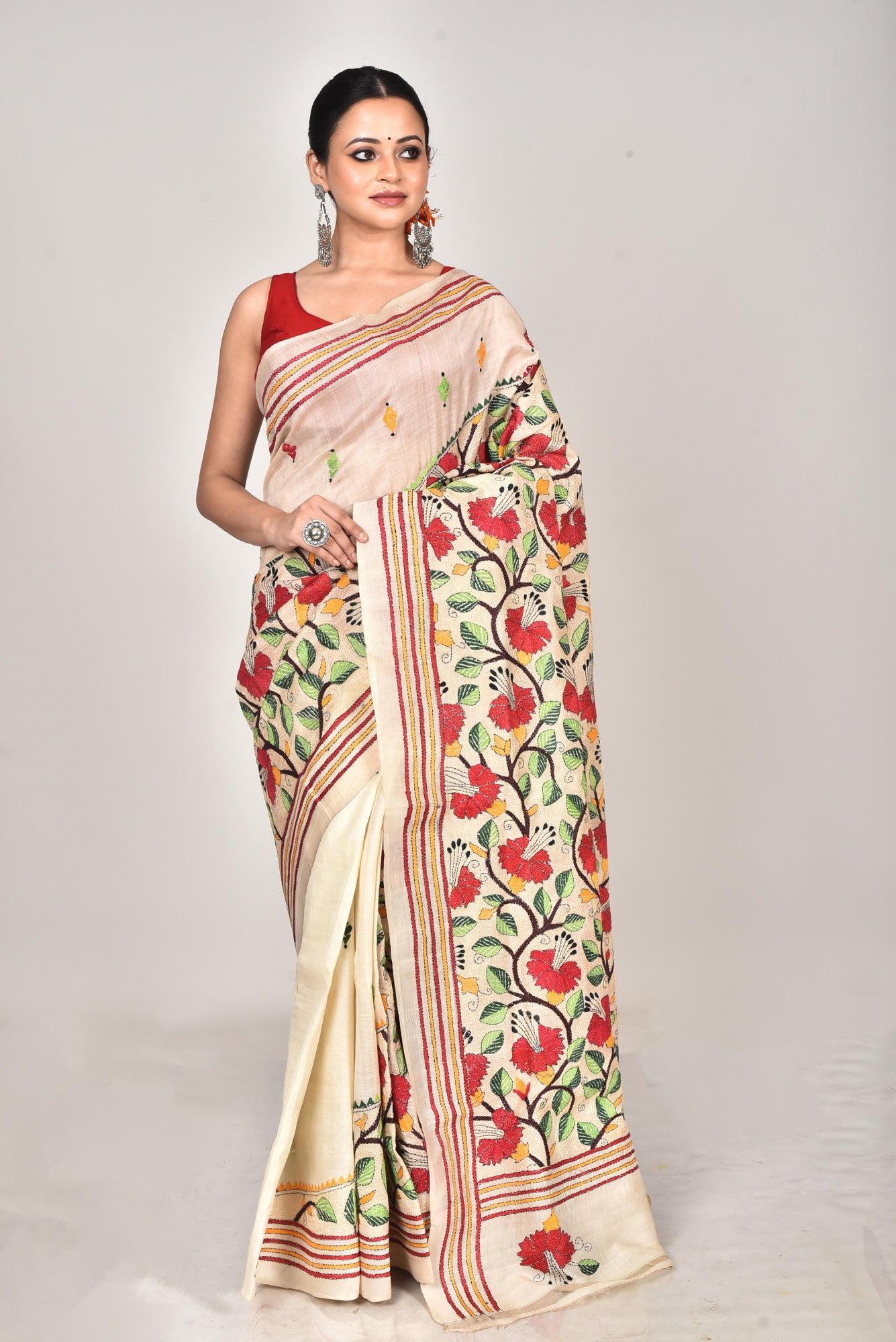 TUSSAR SILK KANTHA SAREE