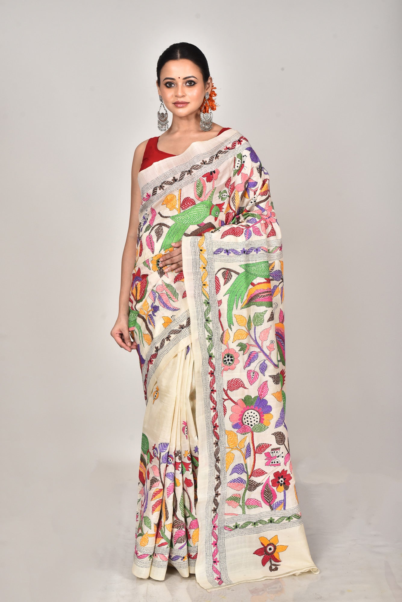 TUSSAR SILK KANTHA SAREE