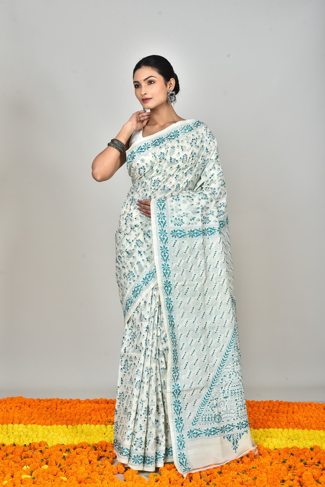 TUSSAR SILK KANTHA SAREE