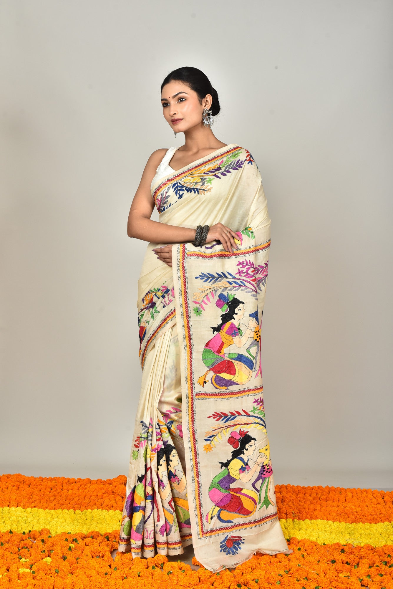 TUSSAR SILK KANTHA SAREE Thumbnail