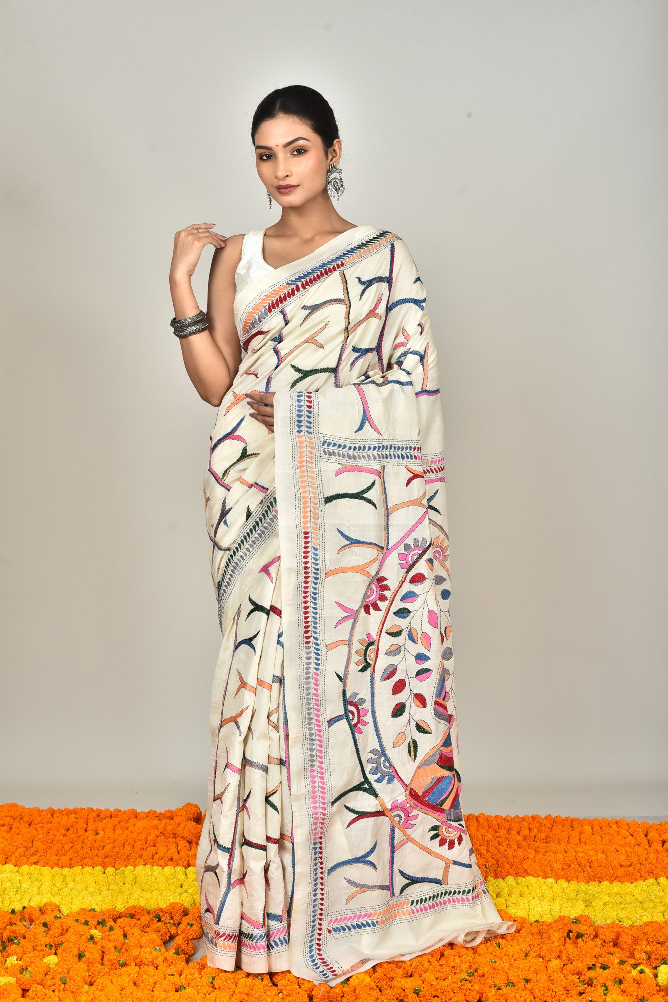 TUSSAR SILK KANTHA SAREE