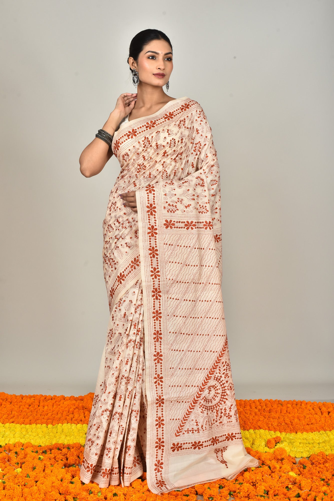 TUSSAR SILK KANTHA SAREE
