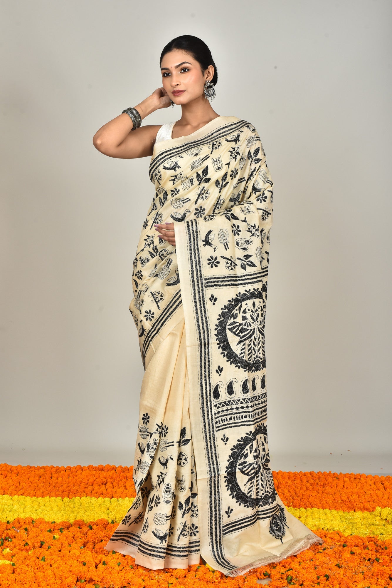 TUSSAR SILK KANTHA SAREE