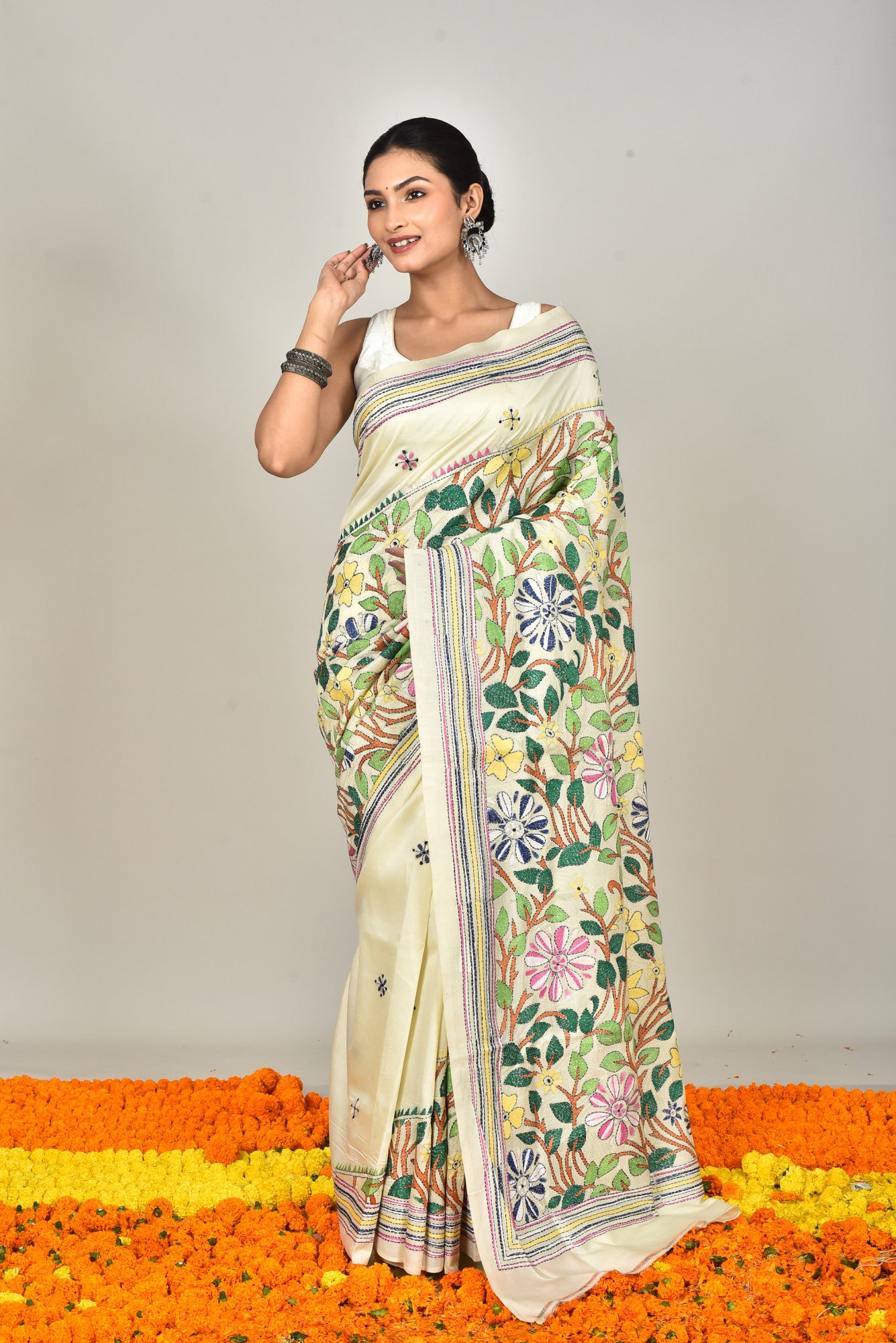 TUSSAR SILK KANTHA SAREE