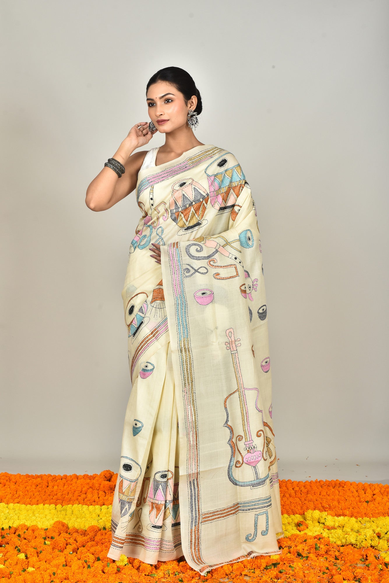 TUSSAR SILK KANTHA SAREE