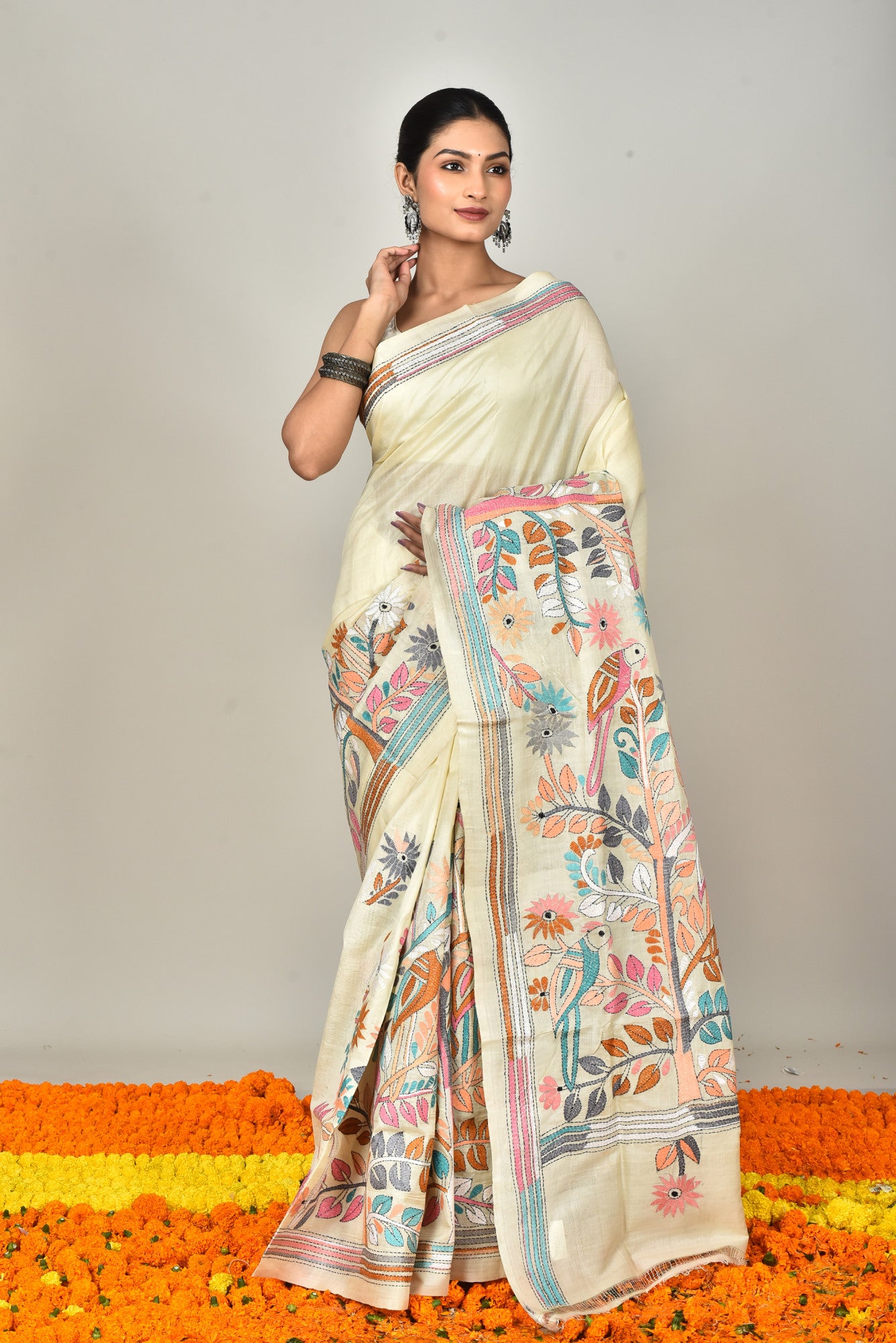 TUSSAR SILK KANTHA SAREE