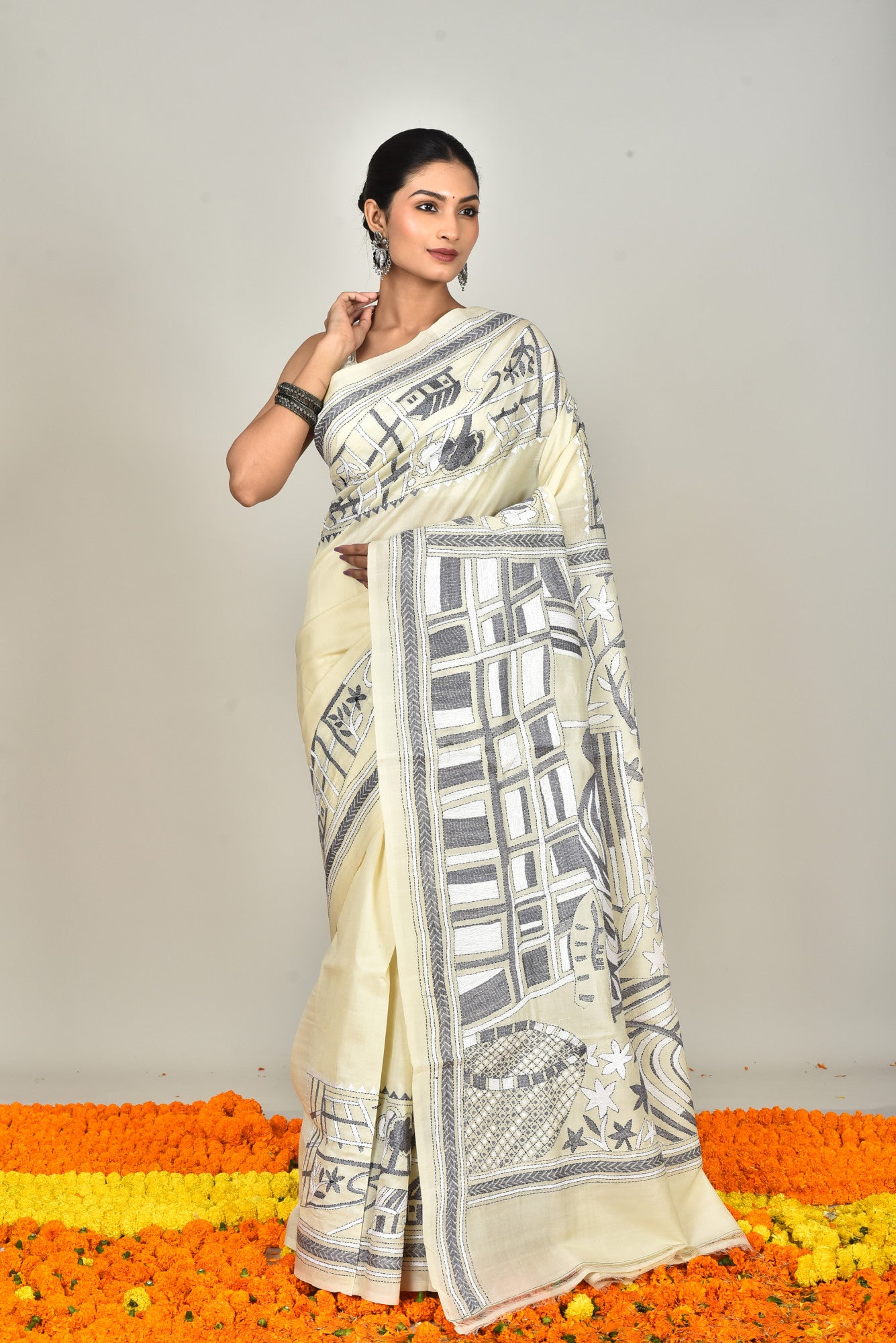 TUSSAR SILK KANTHA SAREE